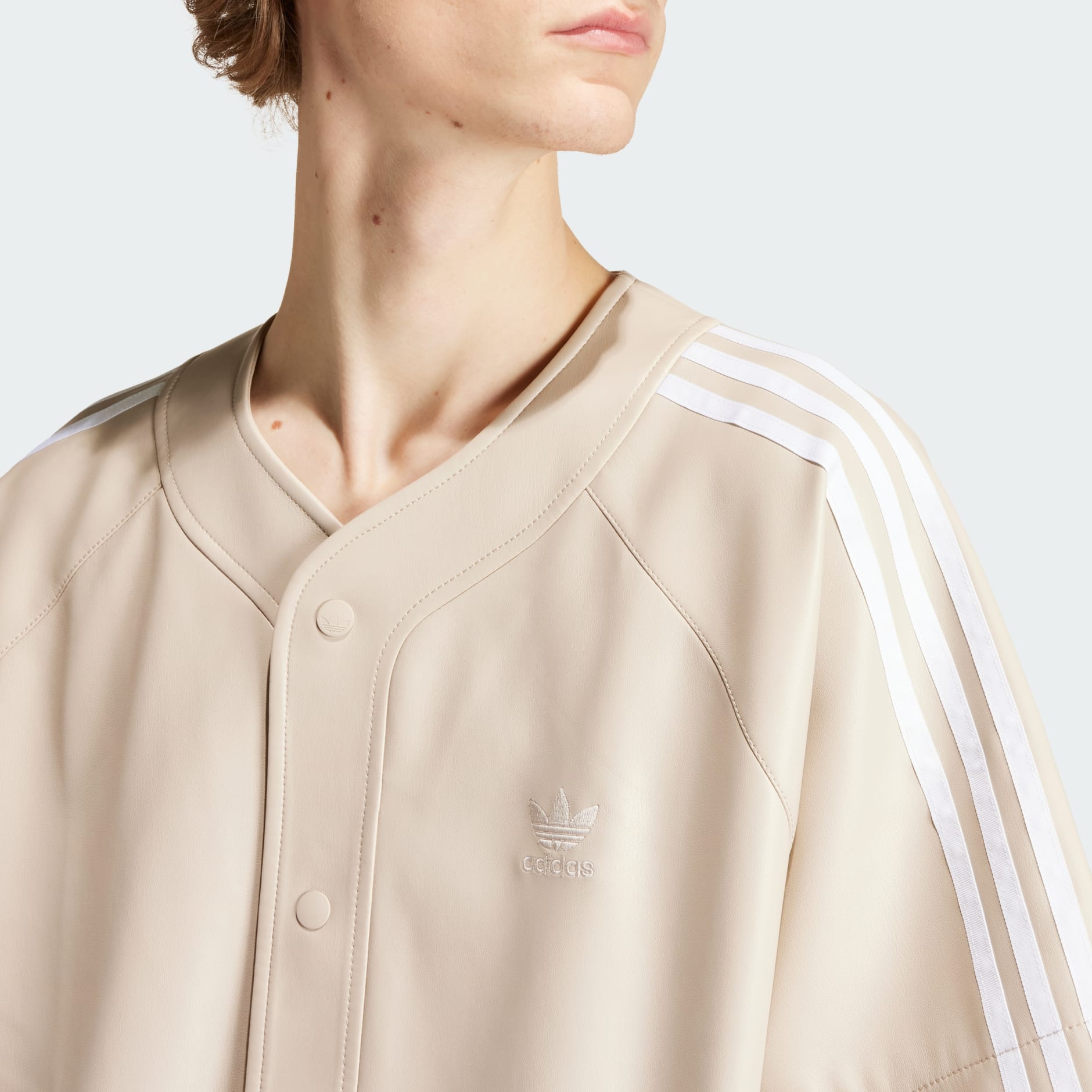 Men's Clothing - Faux Leather Adicolor 3-Stripes Baseball Shirt 