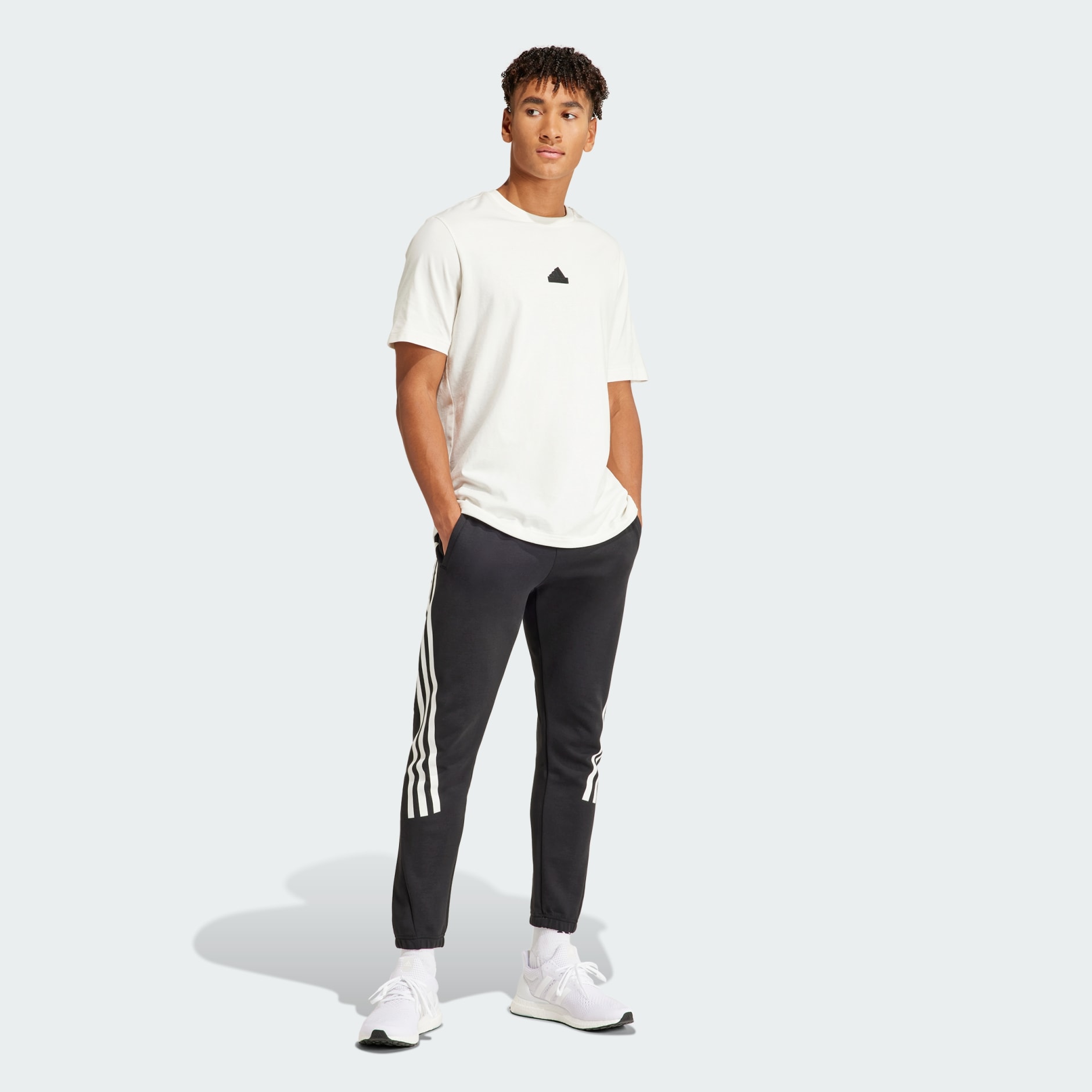 adidas Essentials Single Jersey Tapered Open Hem 3-Stripes Pants - Black |  adidas UAE