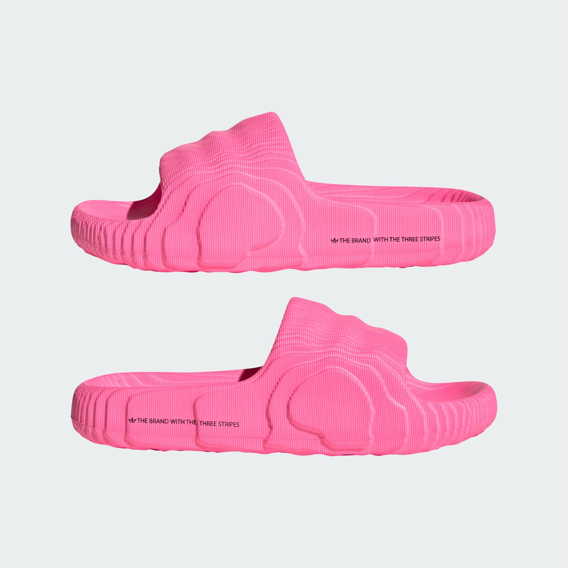 Pink and shop black adidas slides