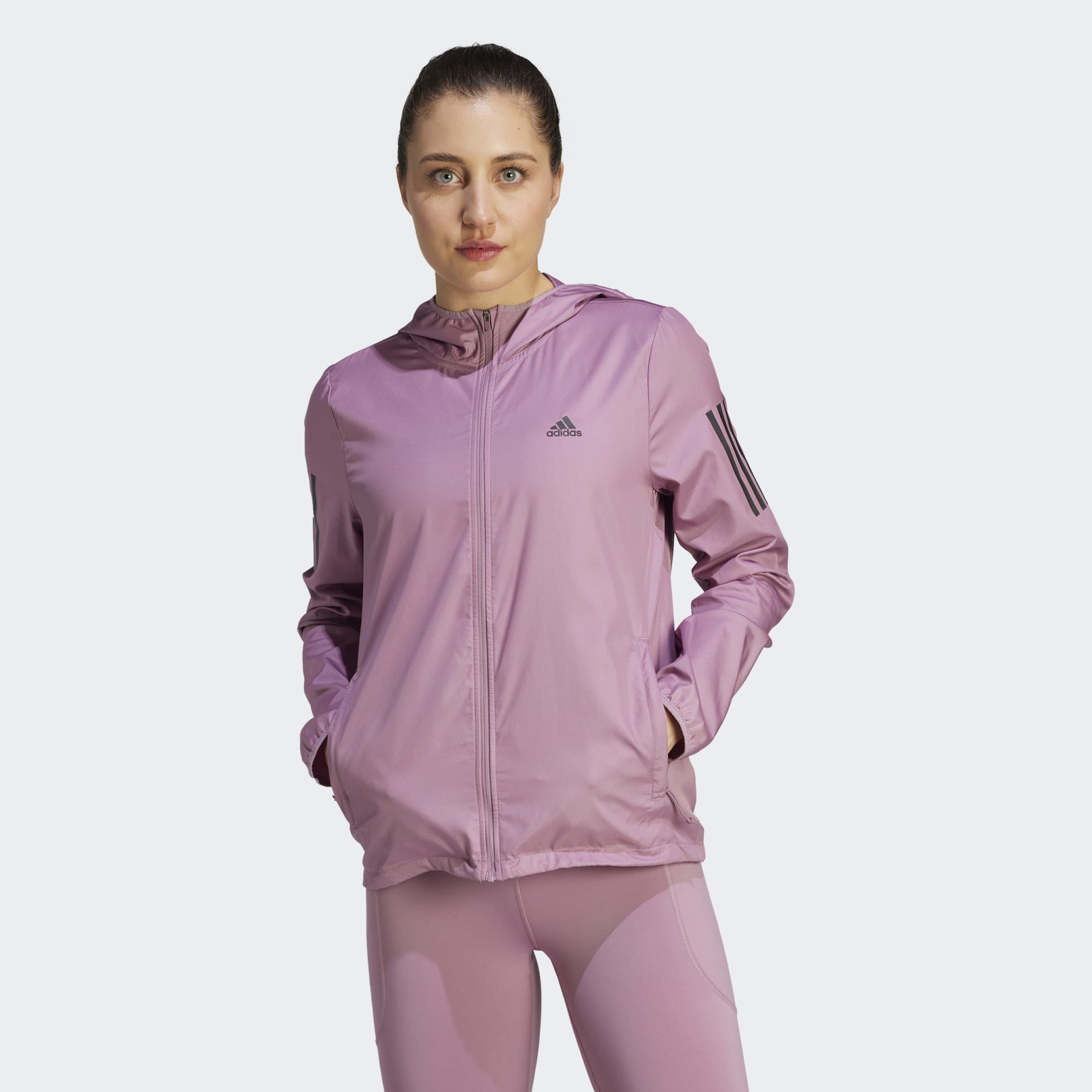 Clothing - Own the Run Hooded Running Windbreaker - Pink | adidas South ...