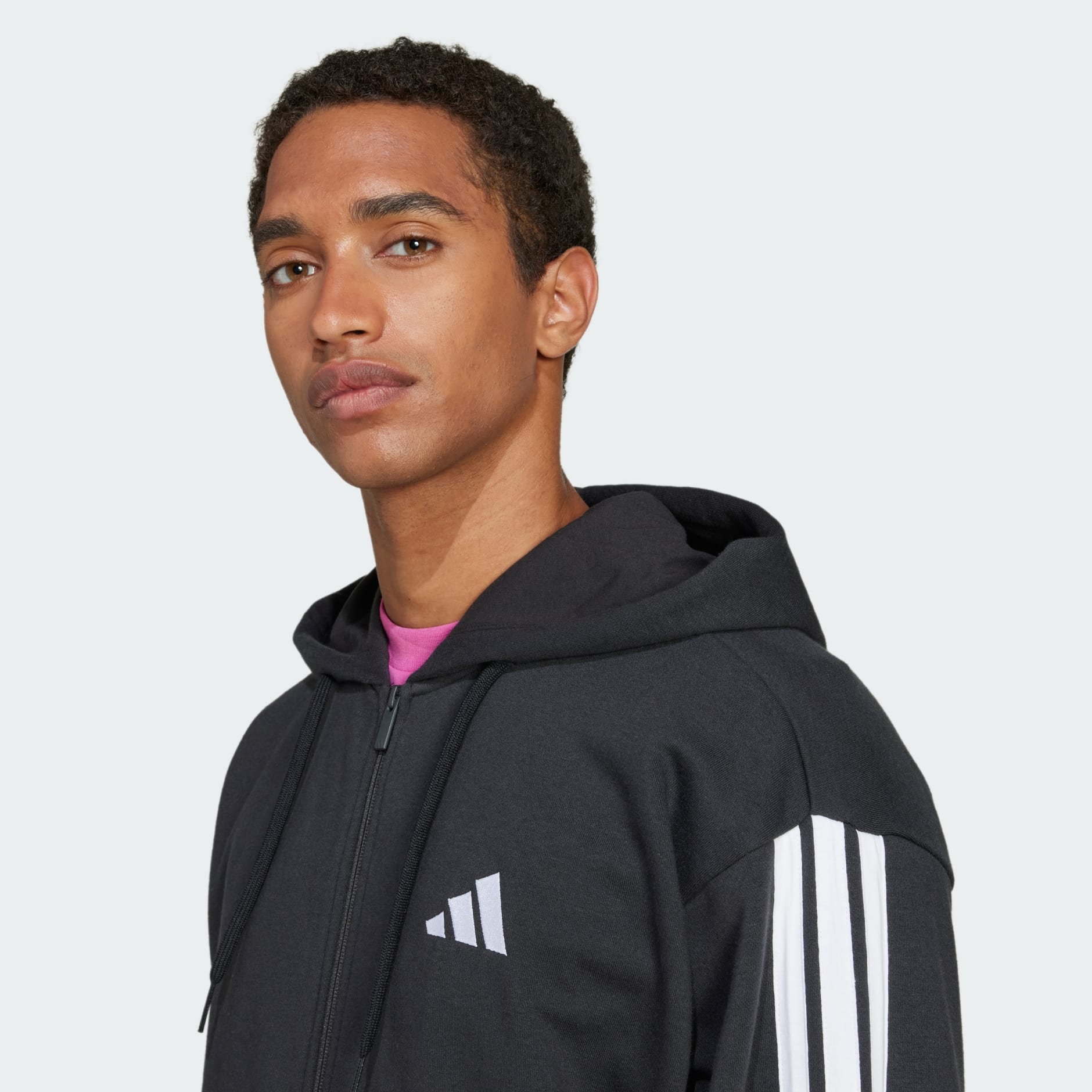 جاكيت بقبعة Essentials 3-Stripes French Terry