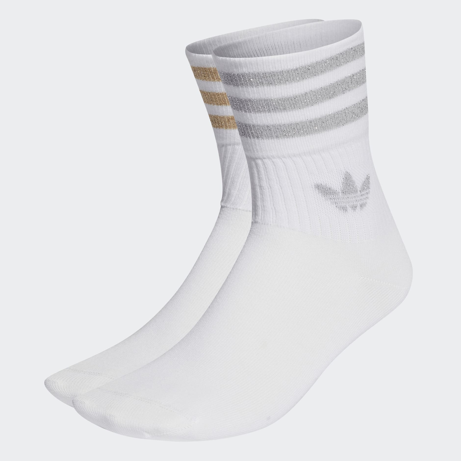 adidas Mid-Cut Glitter Crew Socks 2 Pairs - White | adidas UAE