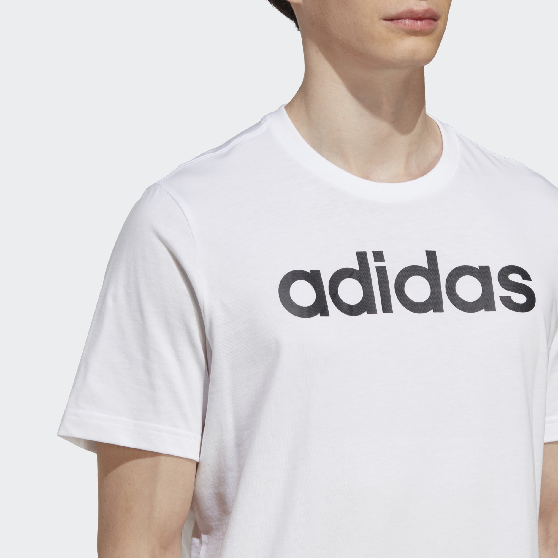 Linear White Embroidered adidas Single Essentials Logo Tee - | Jersey GH adidas