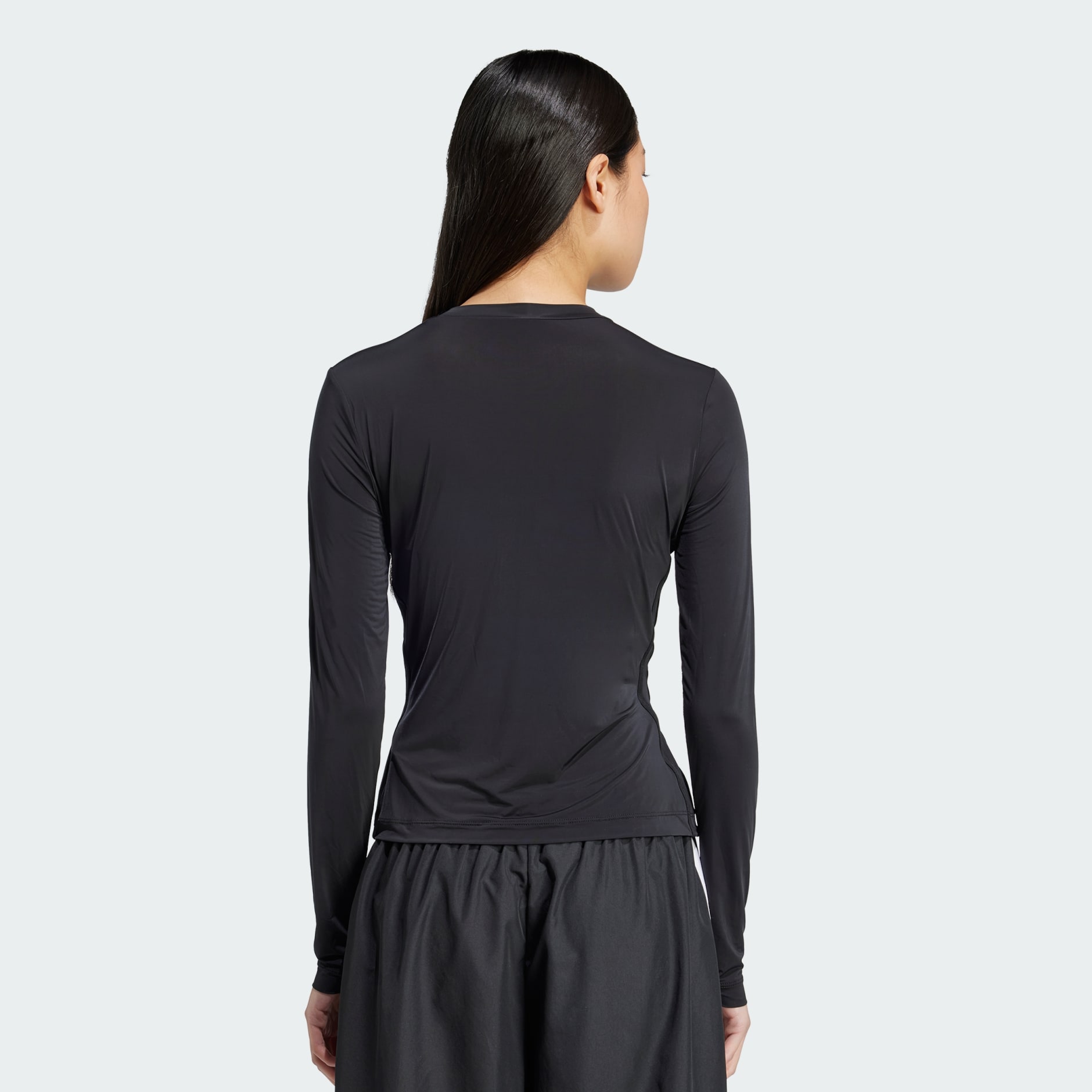 adidas Adicolor Sheer 3-Stripes Long Sleeve Tee - Black