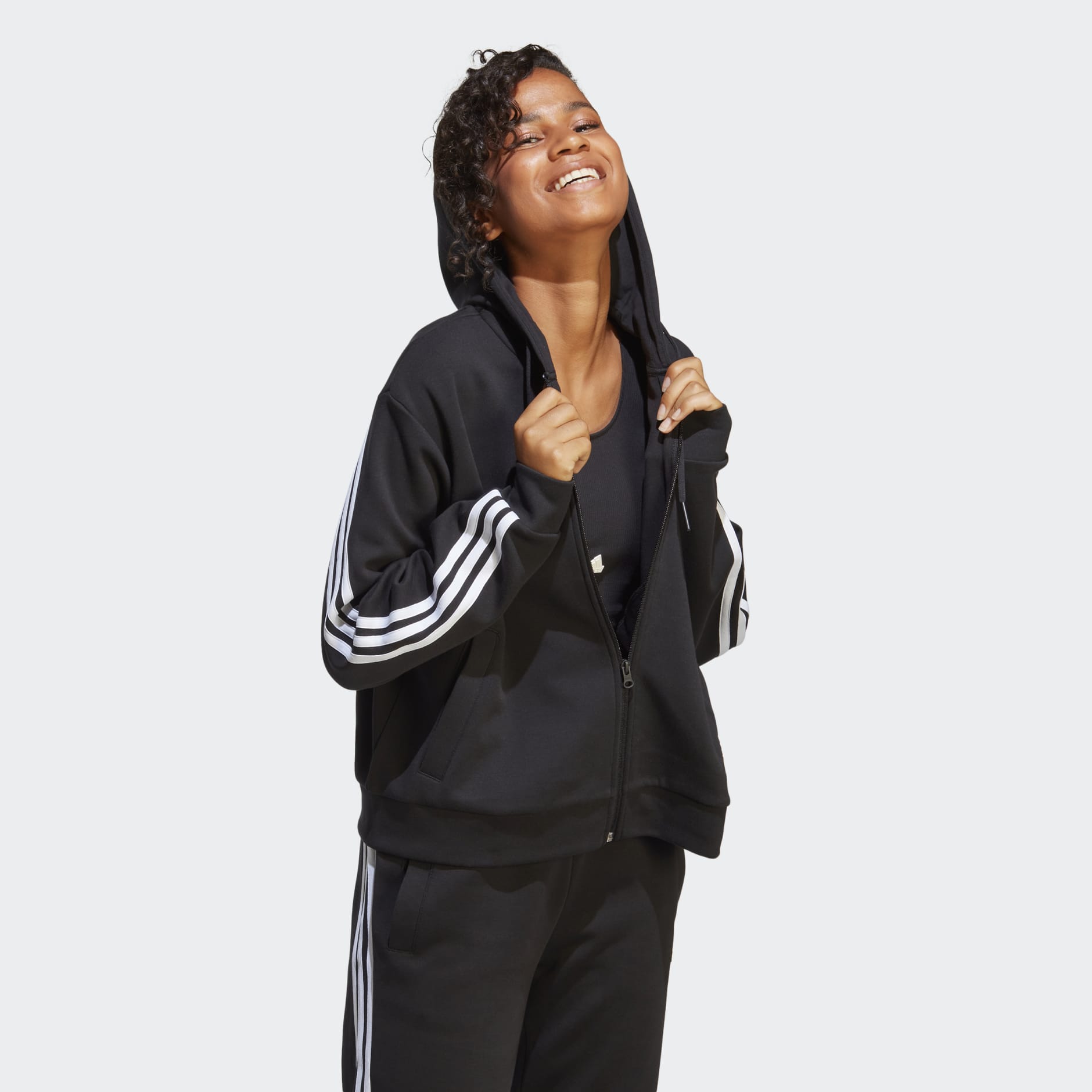 Women\'s Clothing - Future Icons 3-Stripes Full-Zip Hoodie - Black | adidas  Qatar
