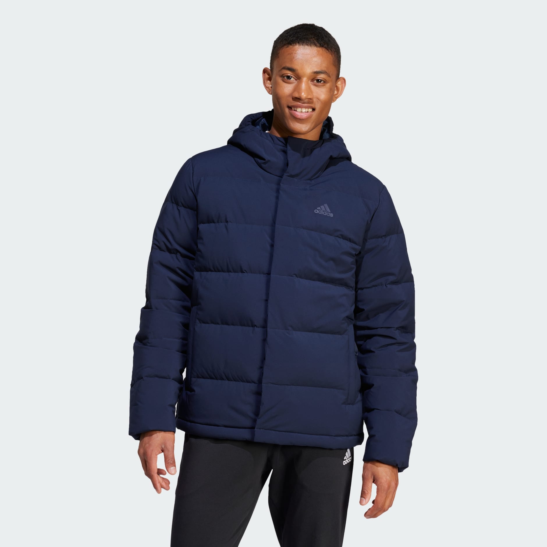 Adidas hooded down jacket hotsell