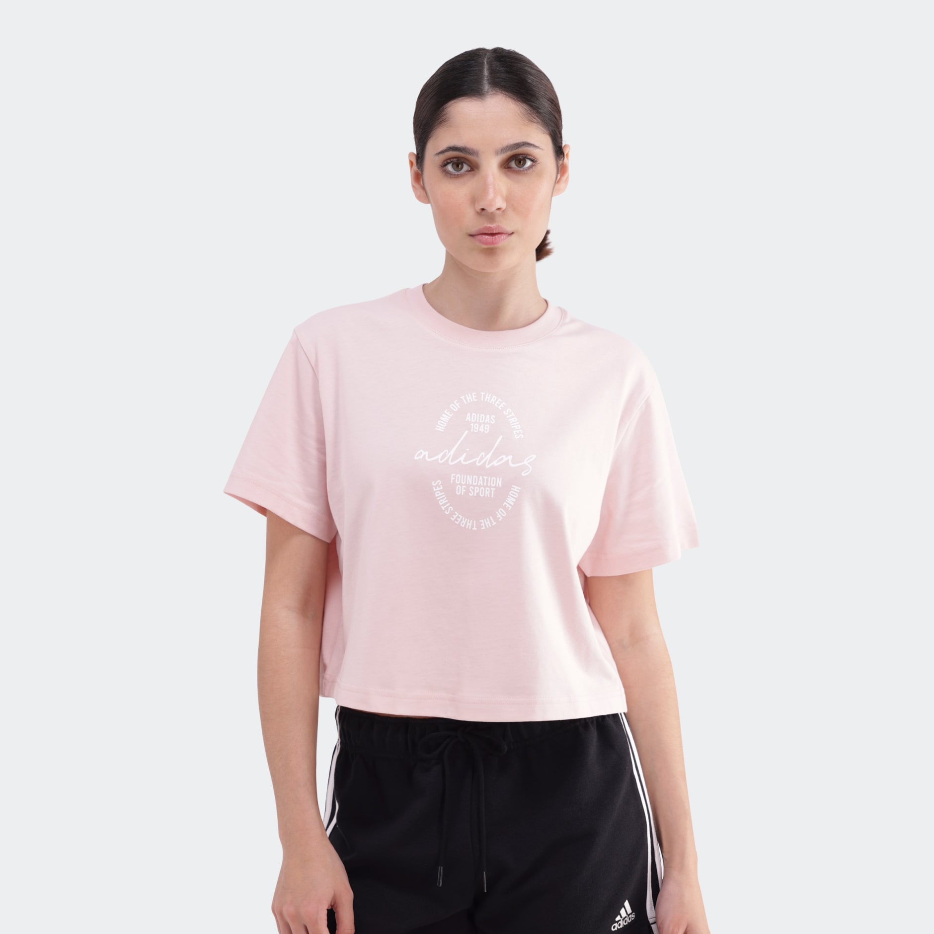 Adidas t shirt women's pink on sale