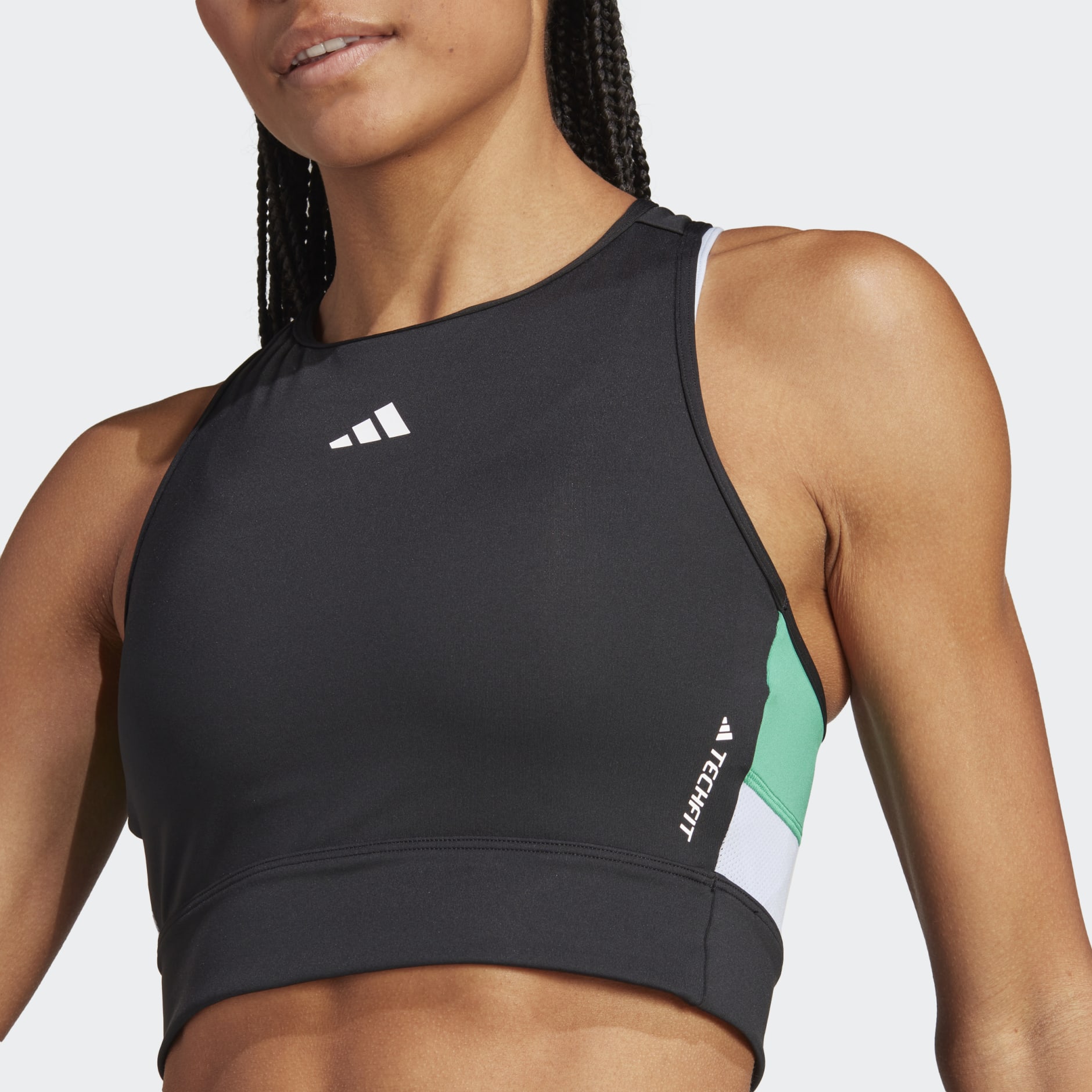 Women's Clothing - Techfit Colorblock Cropped Training Tank - Black adidas