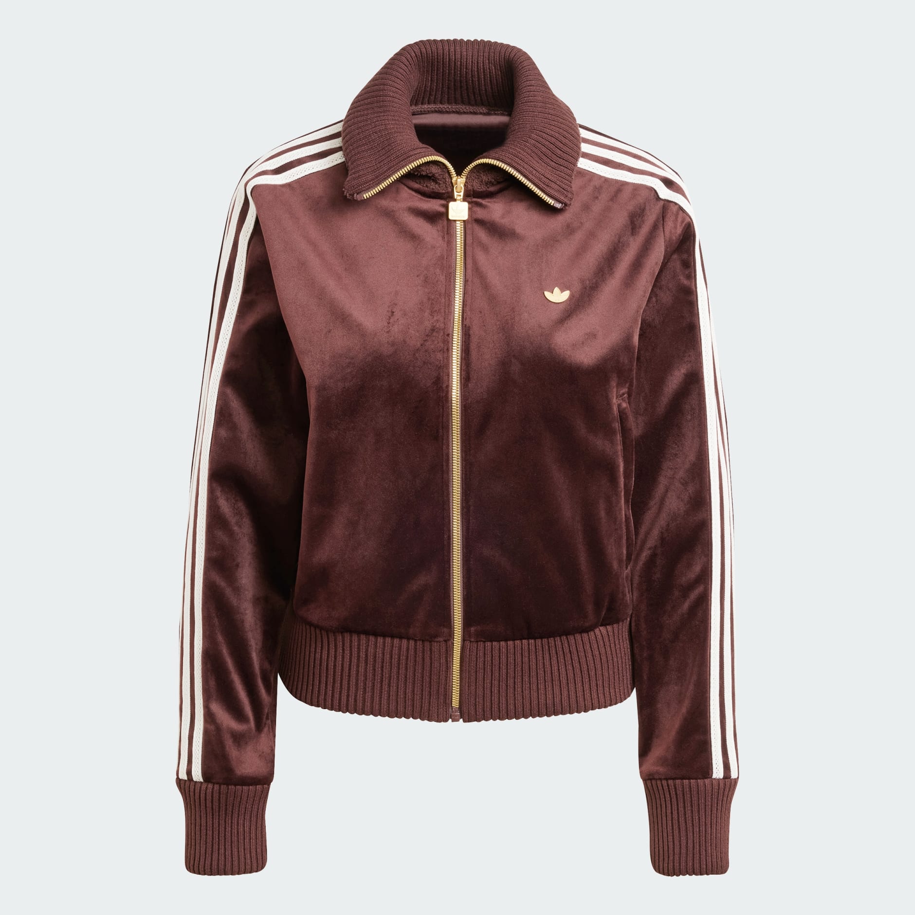 Women s Clothing Premium Brushed Velvet Track Top Brown adidas Saudi Arabia