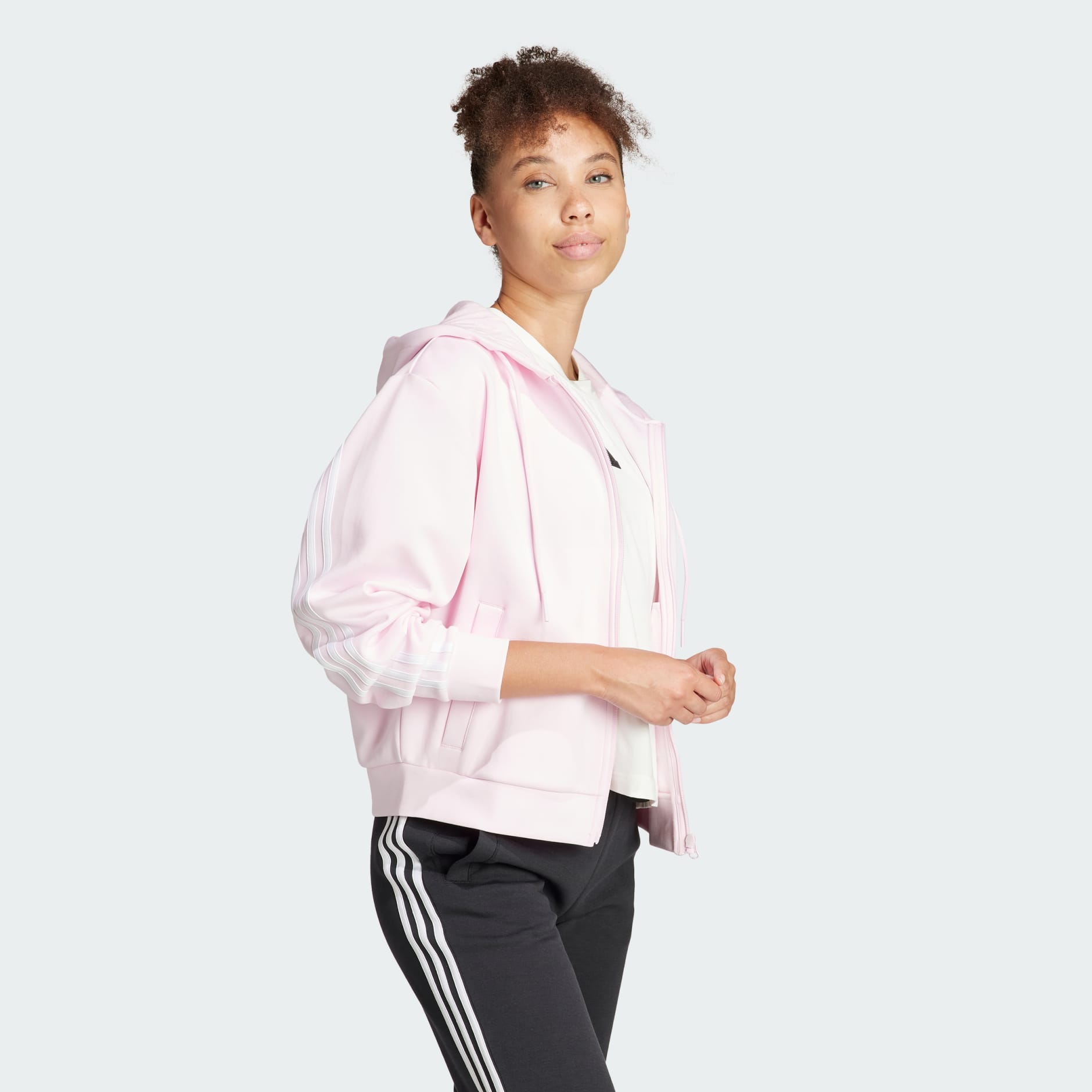 adidas Future Icons 3-Stripes Full Zip Hoodie - Pink | adidas UAE