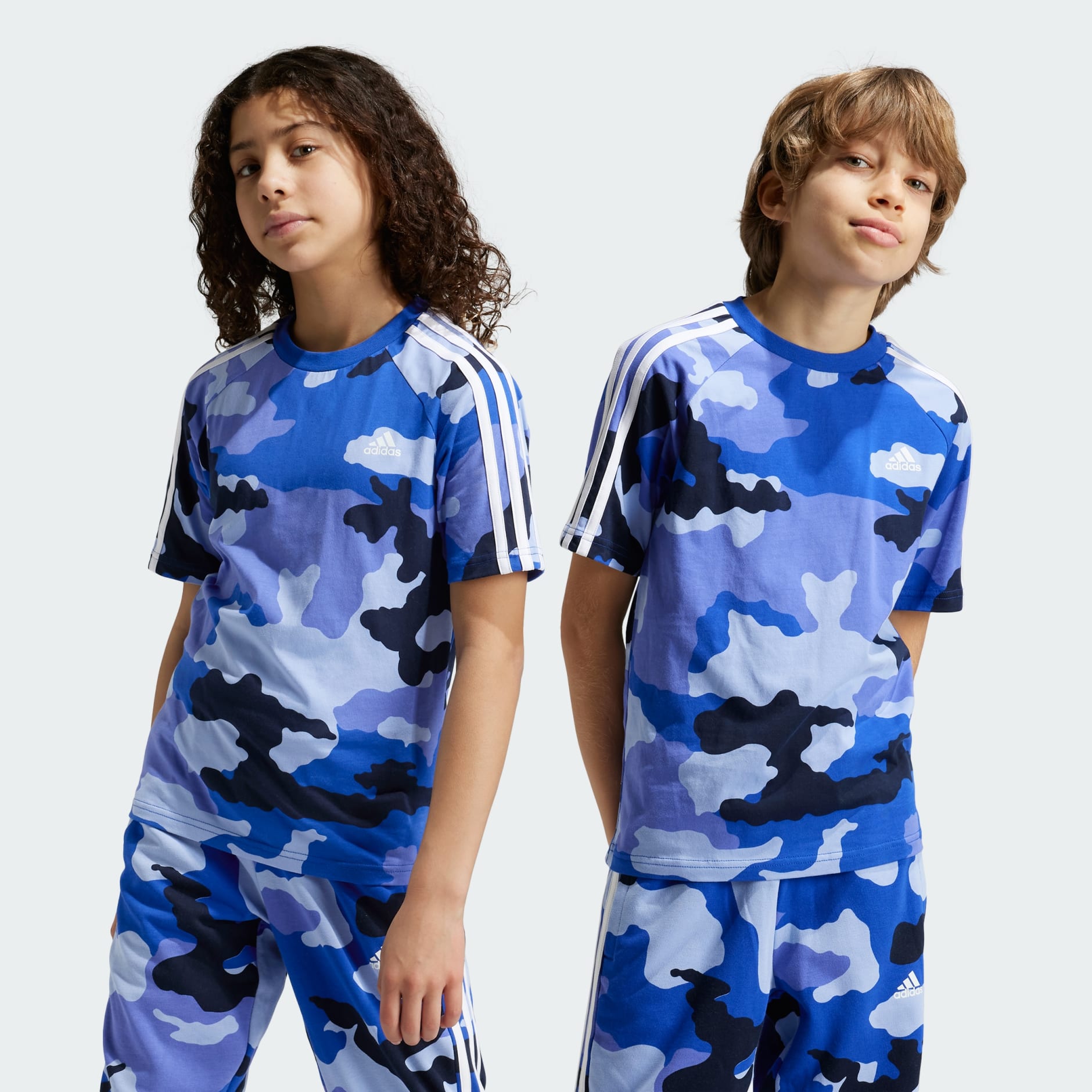 Kids Clothing Juniors Essentials Allover Printed T shirt Kids Blue adidas Saudi Arabia