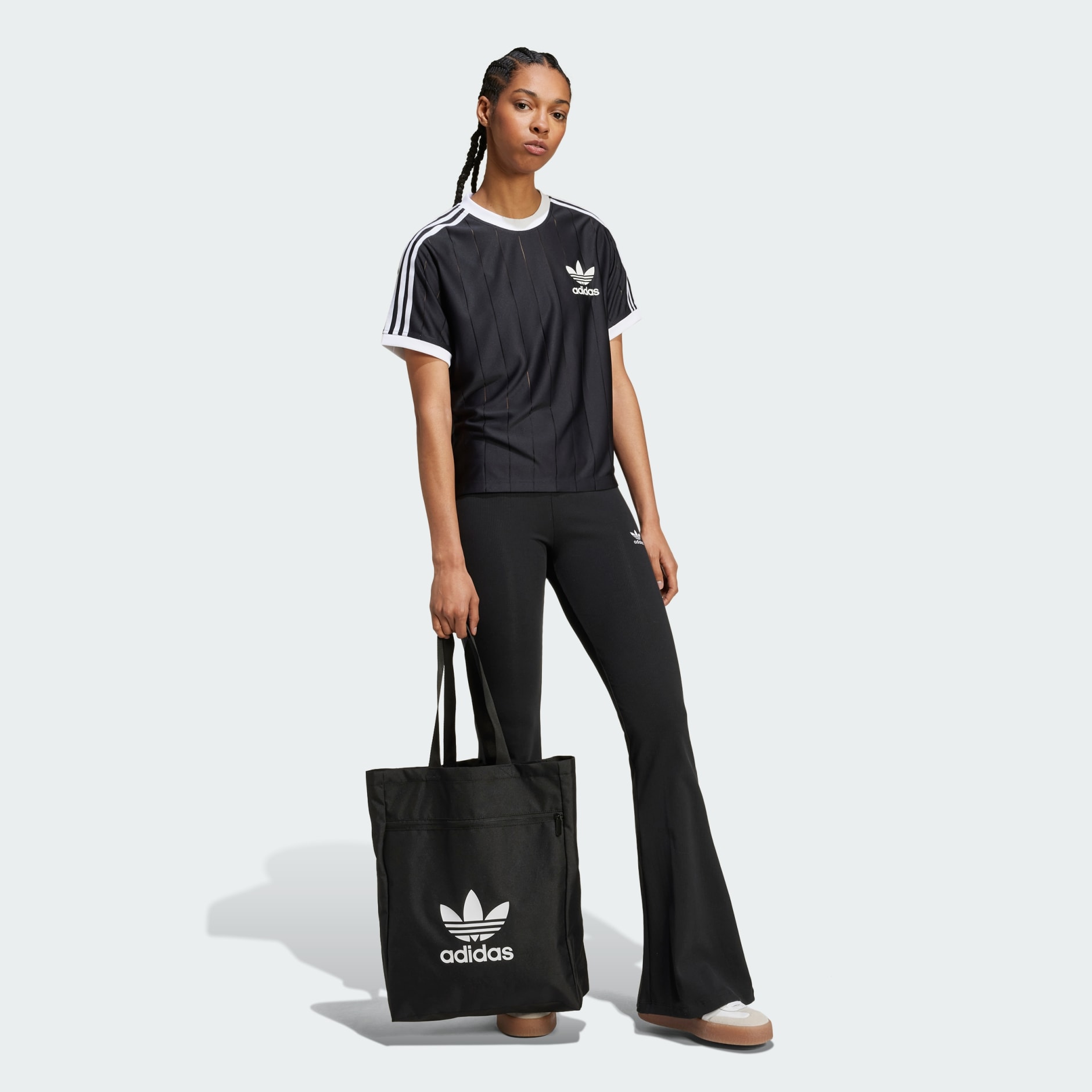 ★adidas★ 3S Pinstripe Tee Black IX5505 Adidas - 3-Stripes Pinstripe T-Shirt in Black - IX5505 – Voo