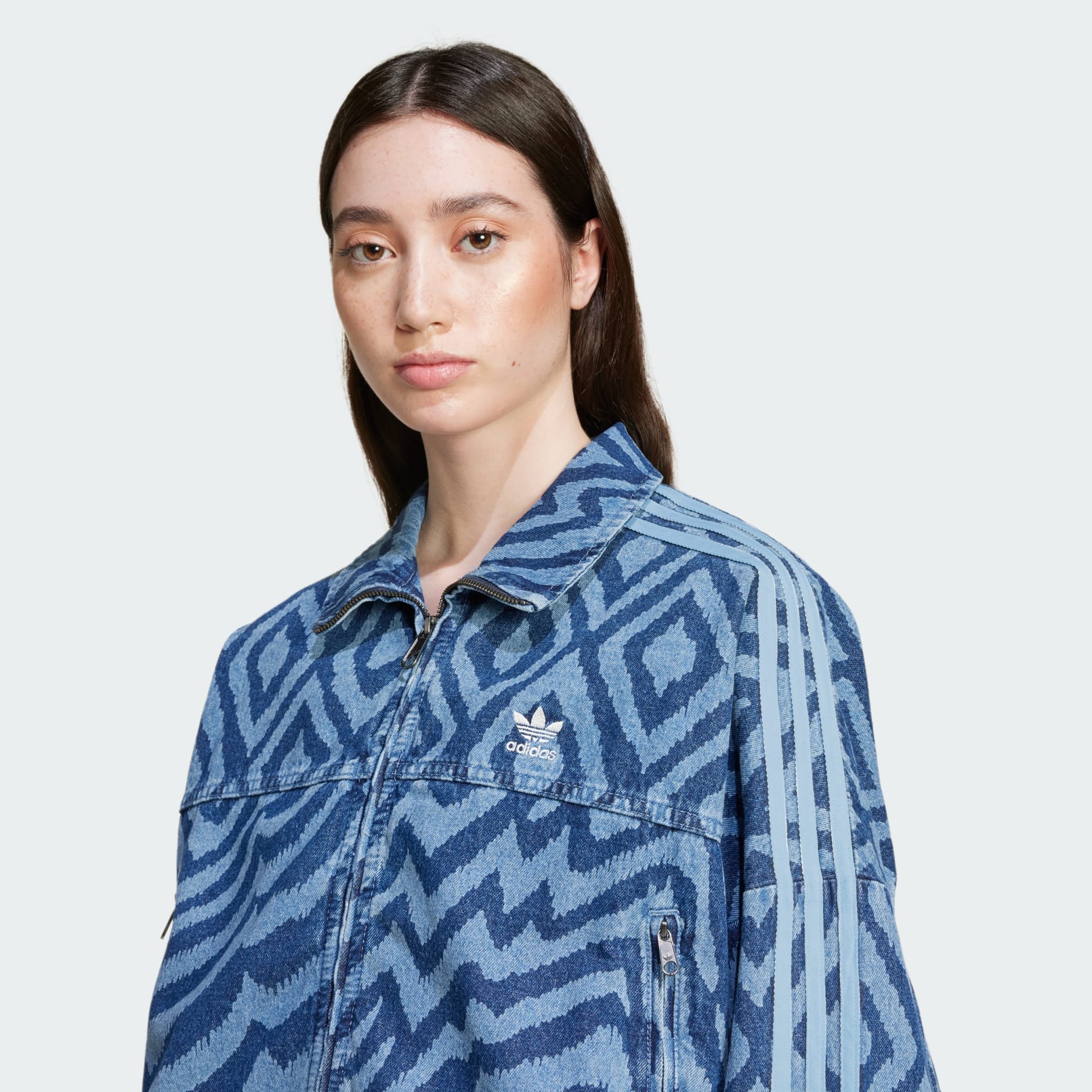 adidas adidas x FARM Rio Denim Track Top - Blue | adidas UAE