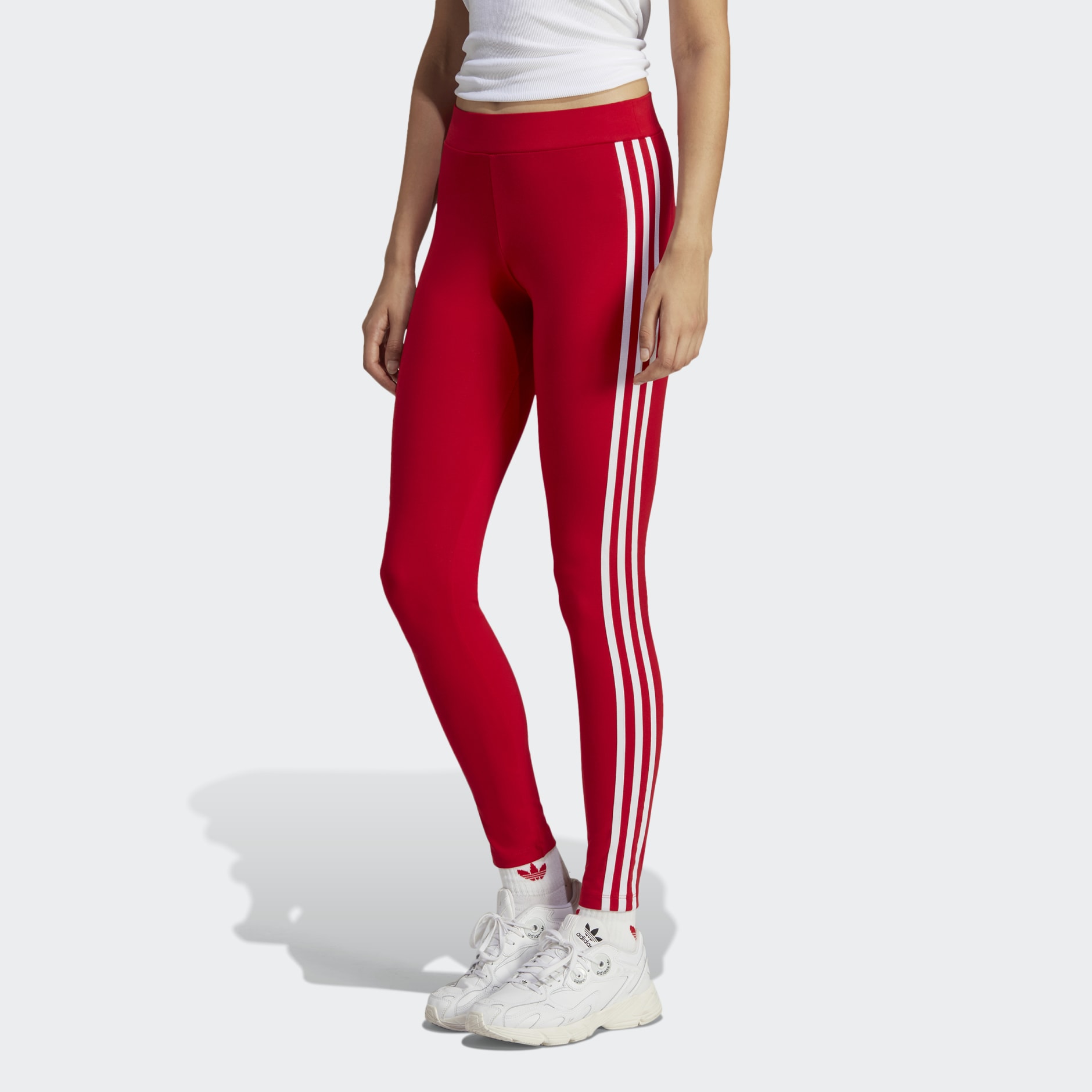 adidas Adicolor Classics 3-Stripes Leggings - Red | adidas LK