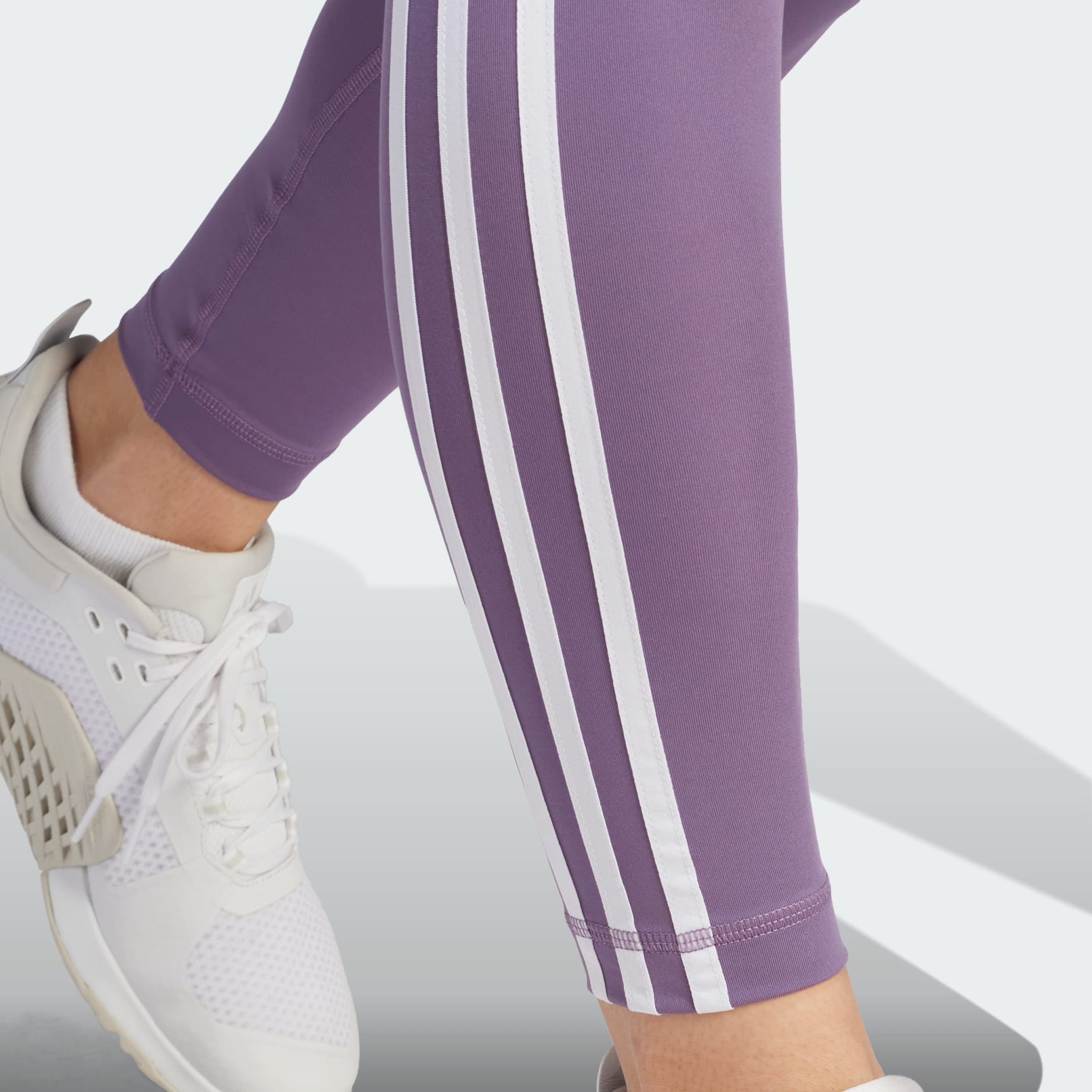 adidas Train Essentials 3-Stripes High-Waisted 7/8 Leggings - Purple
