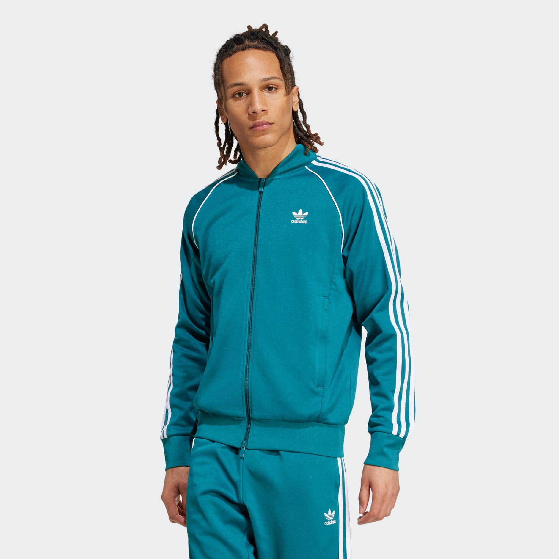 Teal adidas track jacket sale