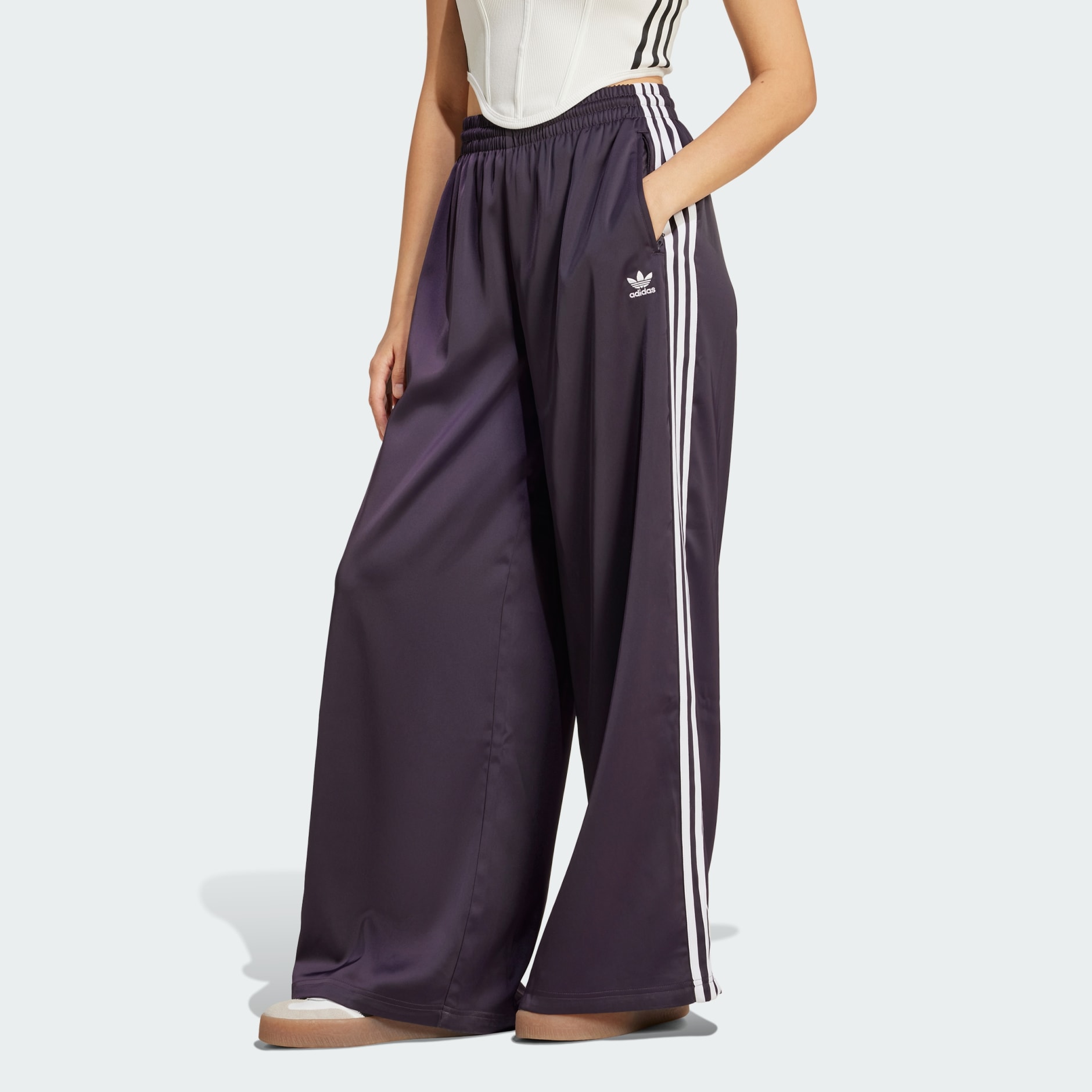 adidas Adicolor Satin Wide Leg Track Pants Purple adidas UAE