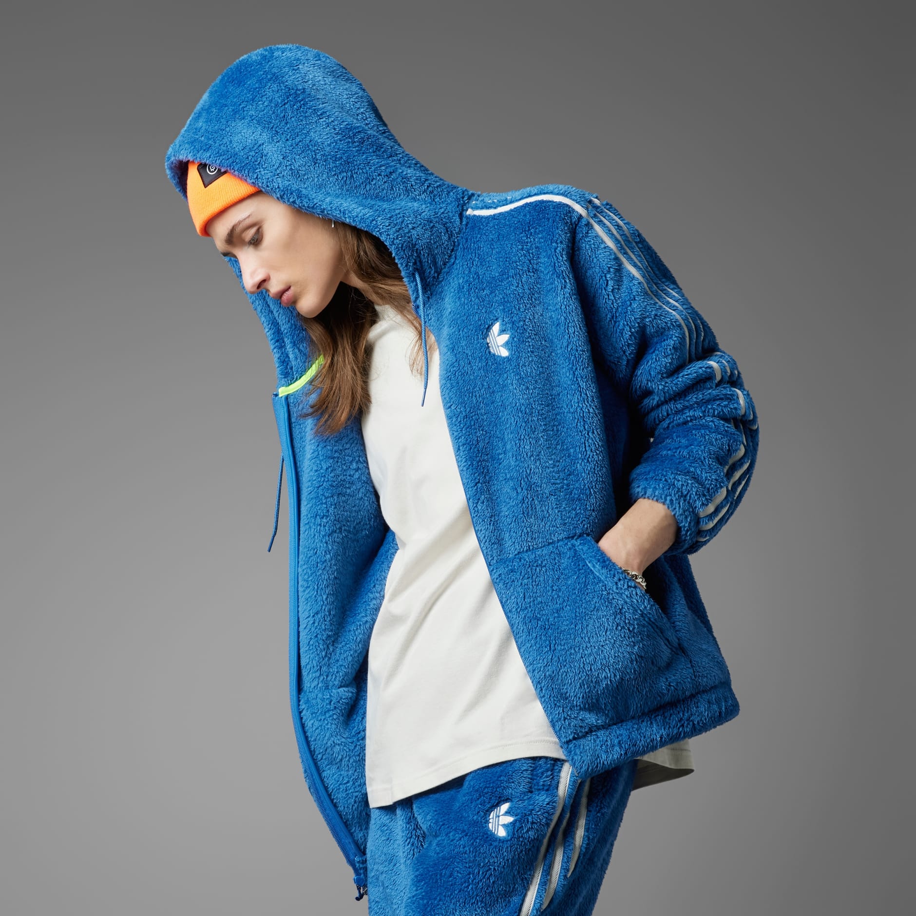 Men's Clothing - Indigo Herz Fur Hoodie - Blue | adidas Saudi Arabia