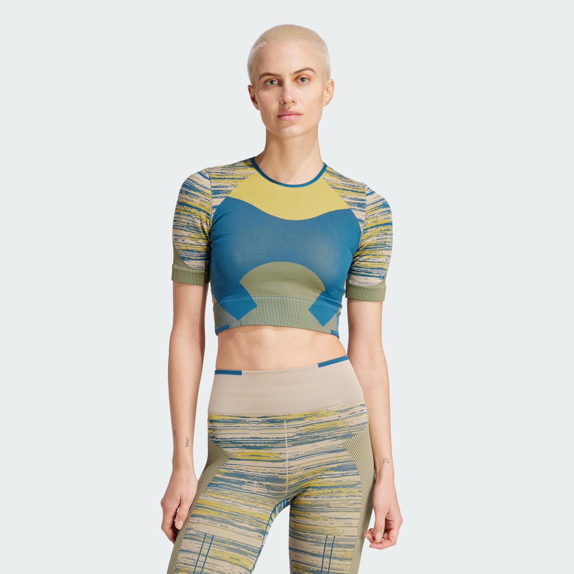 Women's Clothing - adidas by Stella McCartney TrueStrength Yoga Crop Tee -  Blue