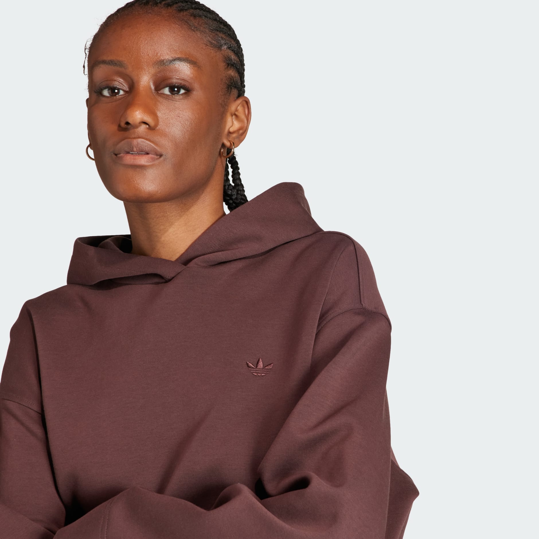 Clothing - Premium Essentials Short Hoodie - Brown | adidas South Africa