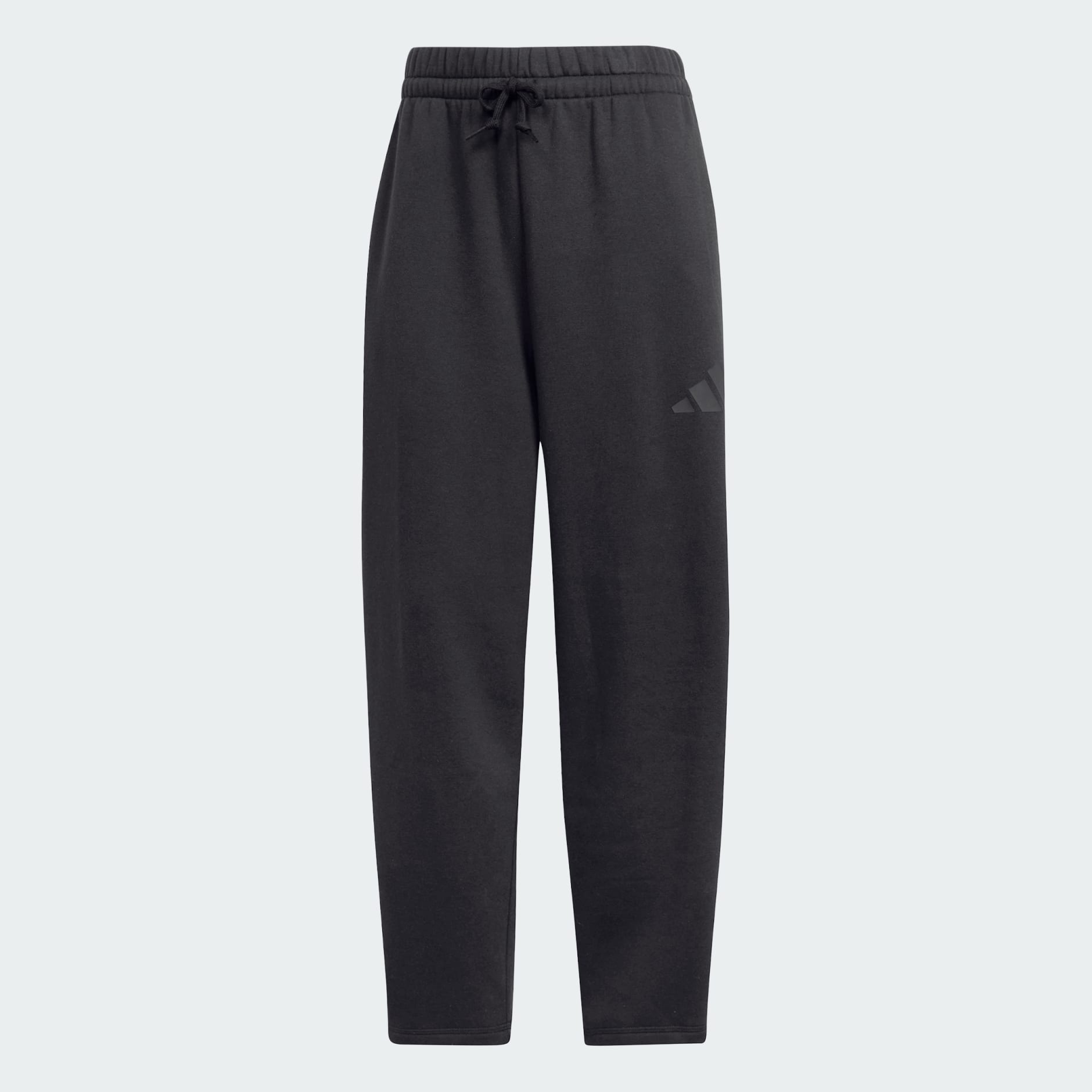 Pantaloni barrel Essentials din l&acirc;nă fleece cu logo contemporan