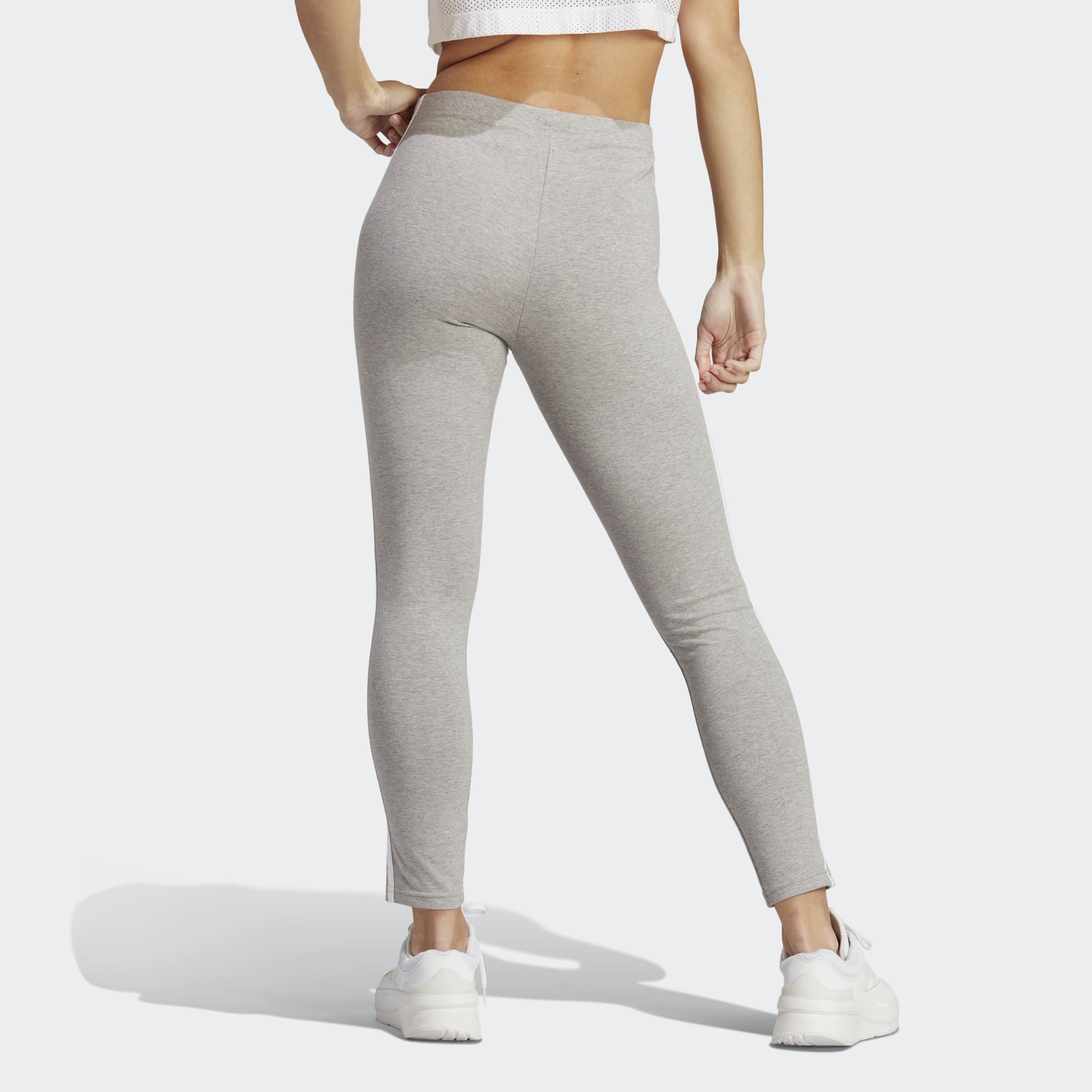 Adidas grey leggings 3 stripes hotsell