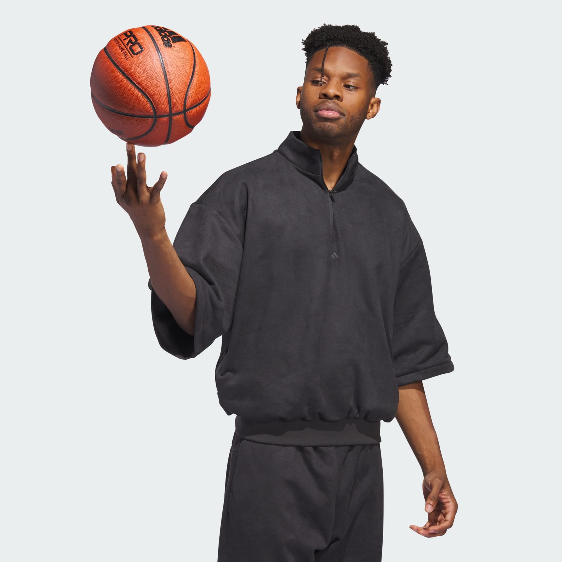 Clothing - Basketball Sueded 3/4 Half-Zip Sweatshirt - Grey | adidas ...