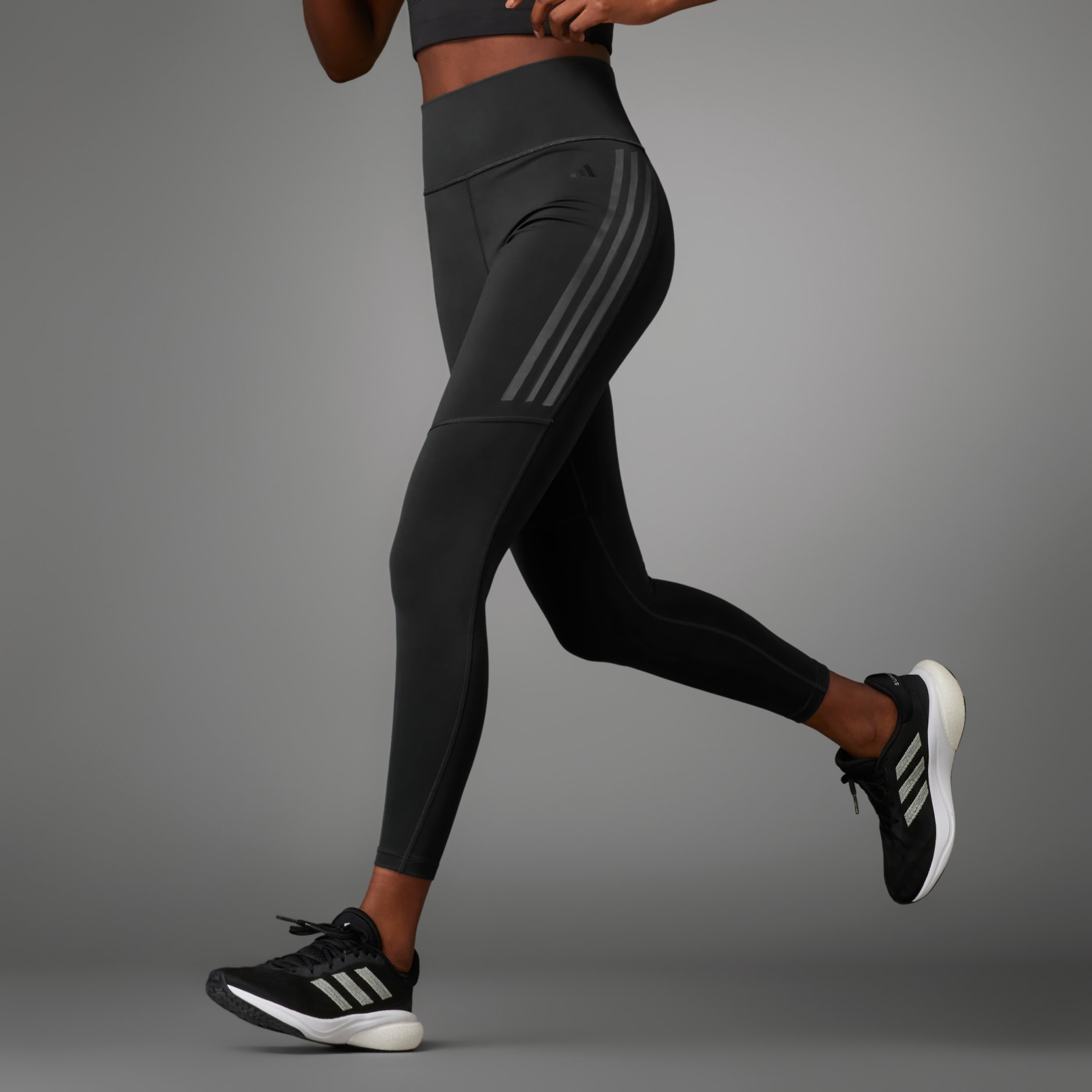 adidas Training alphaskin leggings with 3 stripes in black