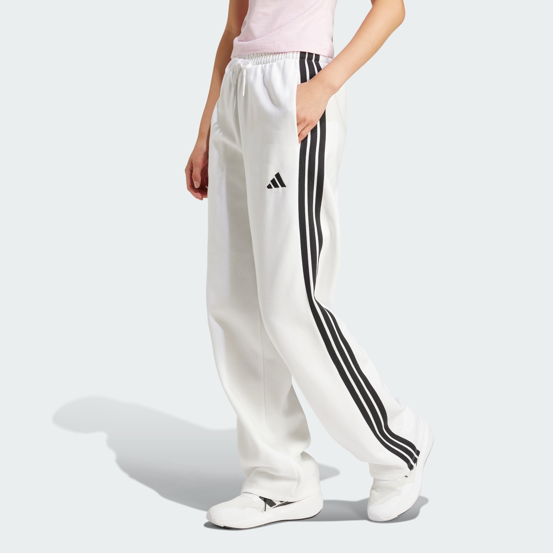 Essentials 3-Stripes Open-Hem Fleece Pants