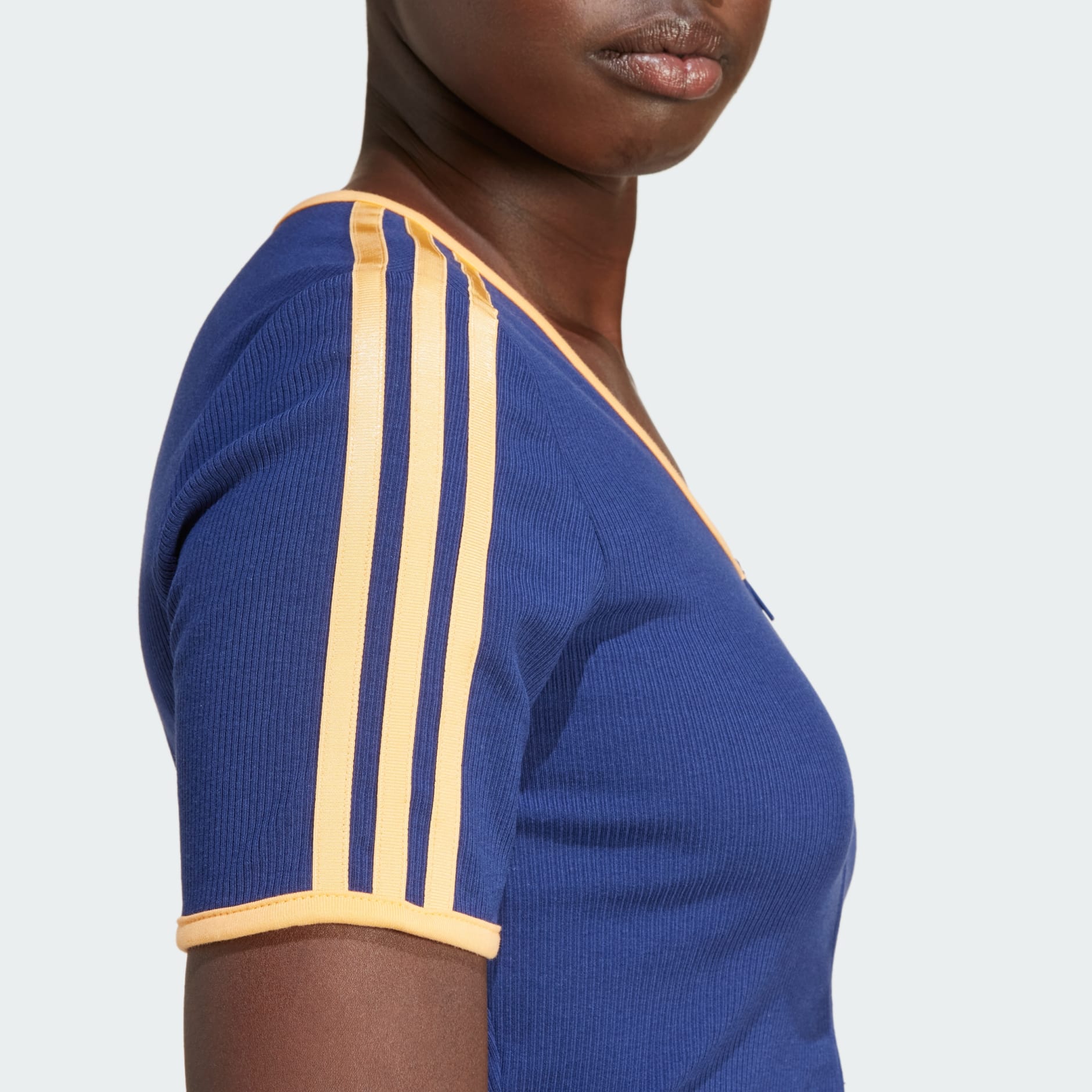 adidas Originals Rib Short Sleeve Full-Zip Top - Blue