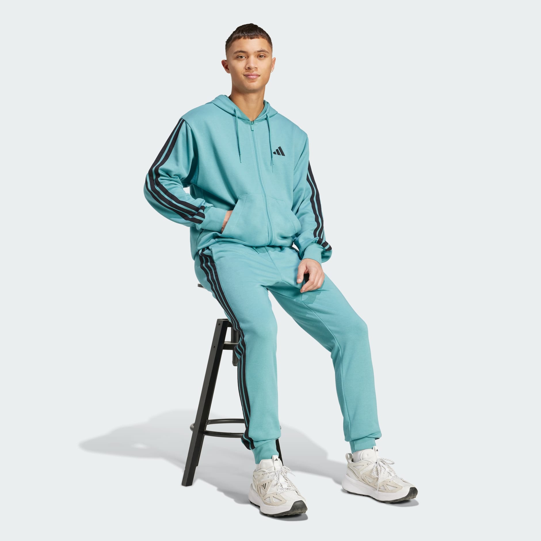 Majica s kapuljačom od francuskog frotira s patentnim zatvaračem i tri pruge Essentials