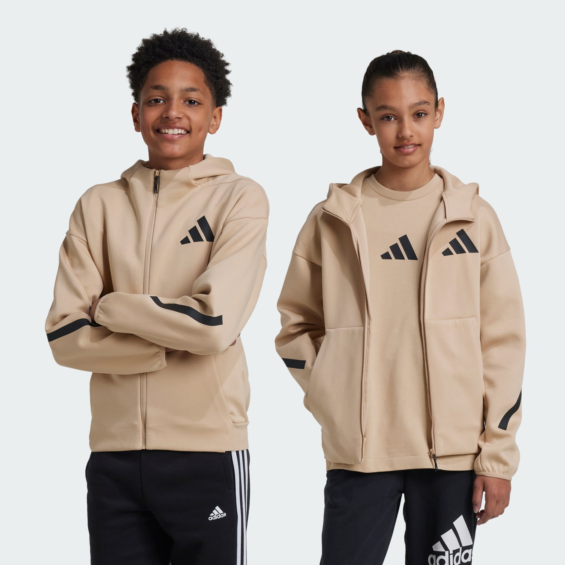 Kids Clothing adidas Z.N.E. Full Zip Hooded Track Jacket Kids Beige adidas Saudi Arabia