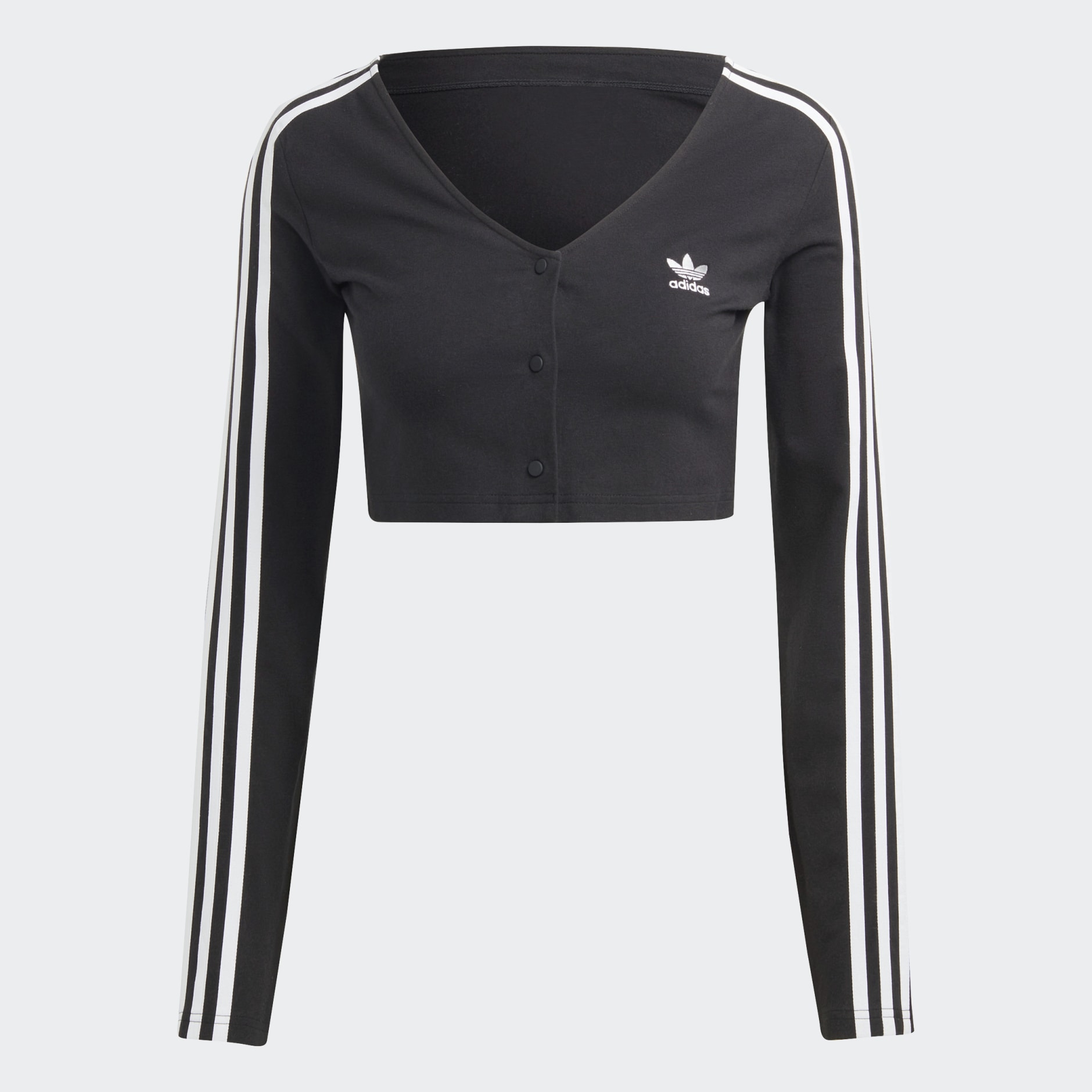 Women\'s Clothing adidas Adicolor Button - | Tee Sleeve Oman Black 3-Stripes Long - Classics