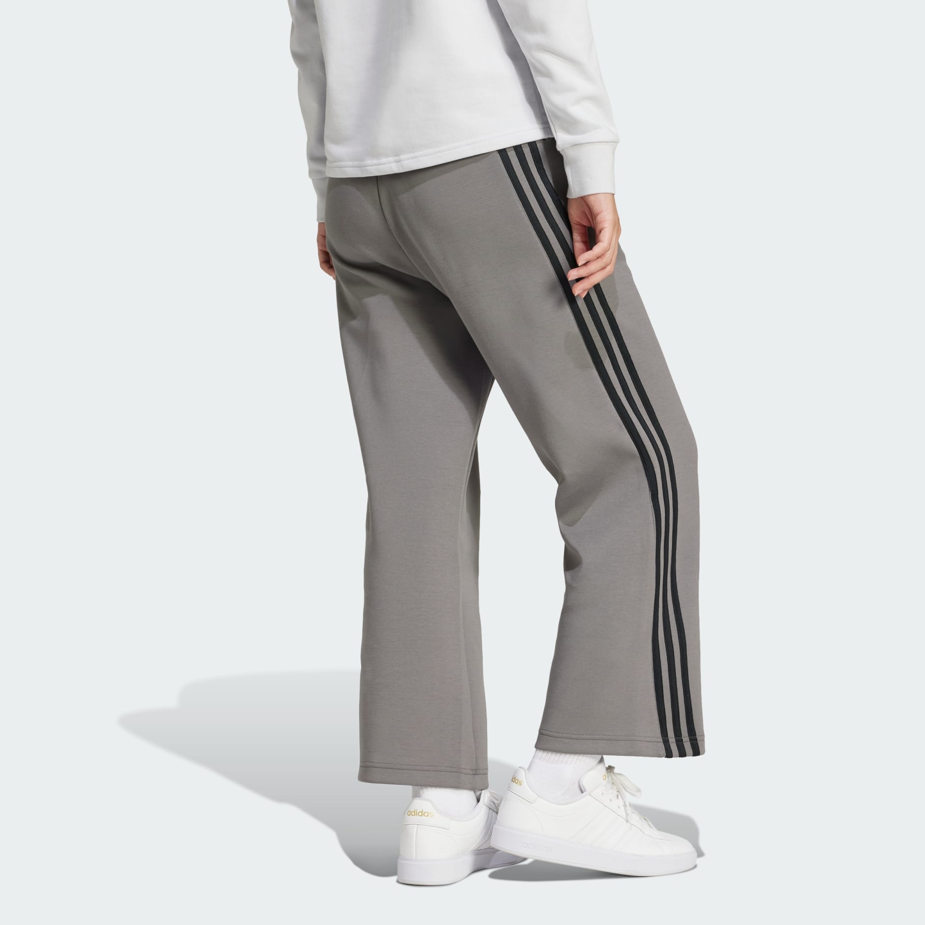 Adidas Future Icons 3 Stripes Open Hem Pants Grey Adidas Uae