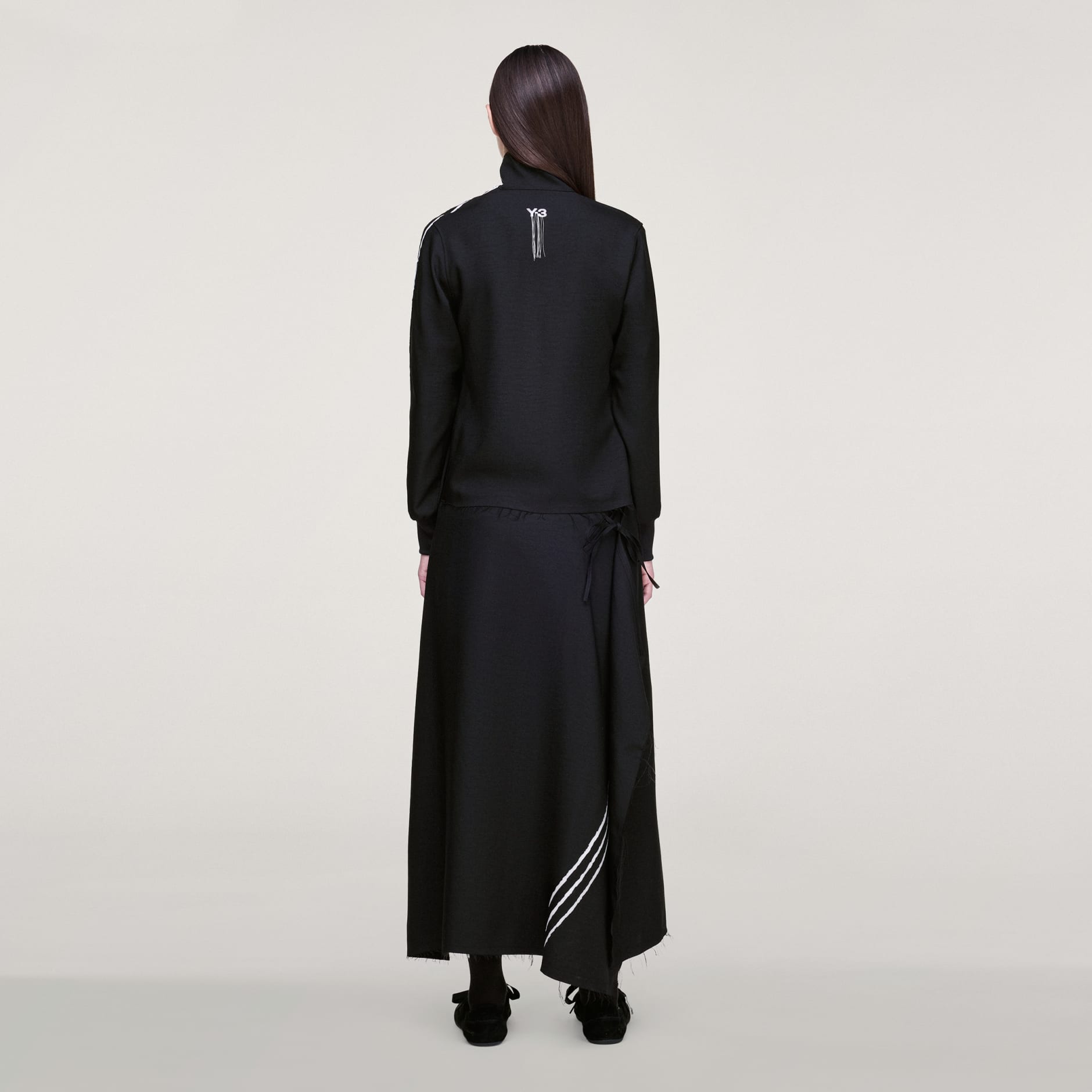Y-3 SPORT UNIFORM RAW CUT 3 STRIPES SKIRT