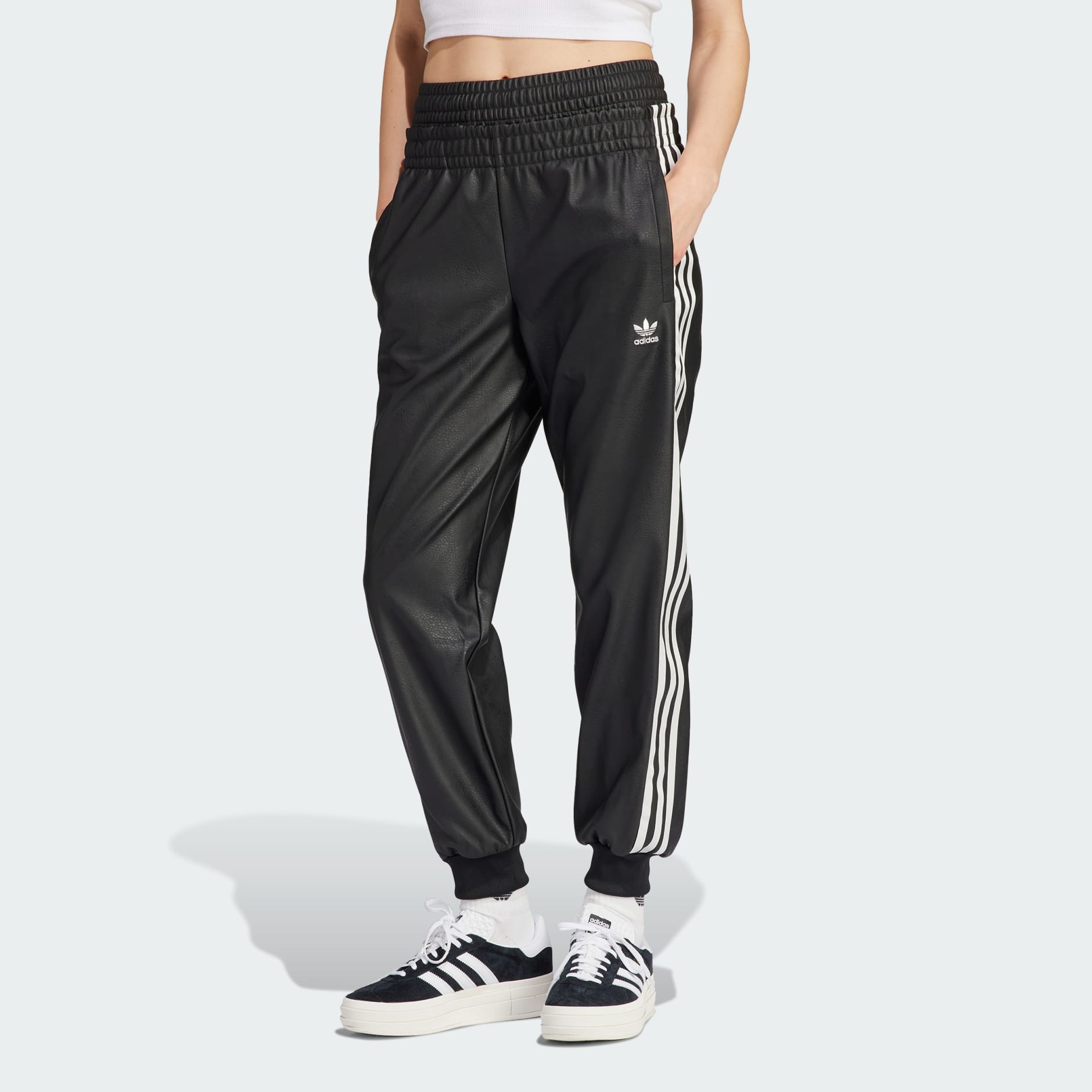 Women's Clothing - Faux Leather SST Track Pants - Black