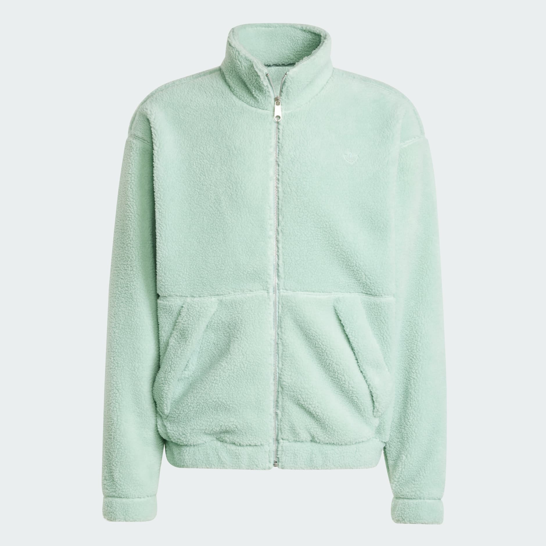 Adidas originals faux fur high neck top in green on sale