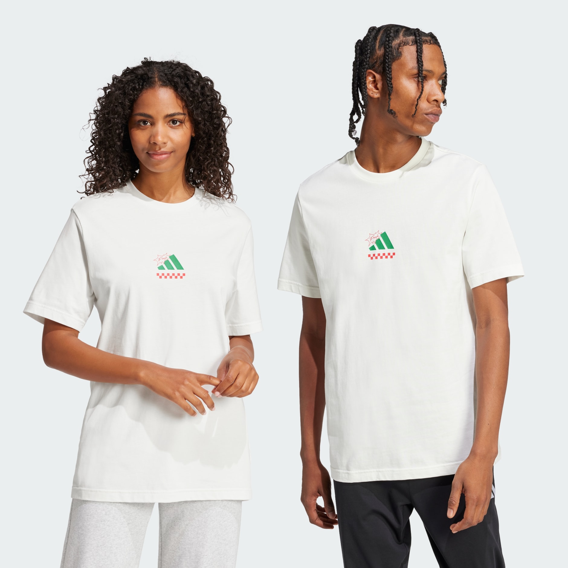 Clothing - Lounge Pizza Graphic Tee - White | adidas Oman