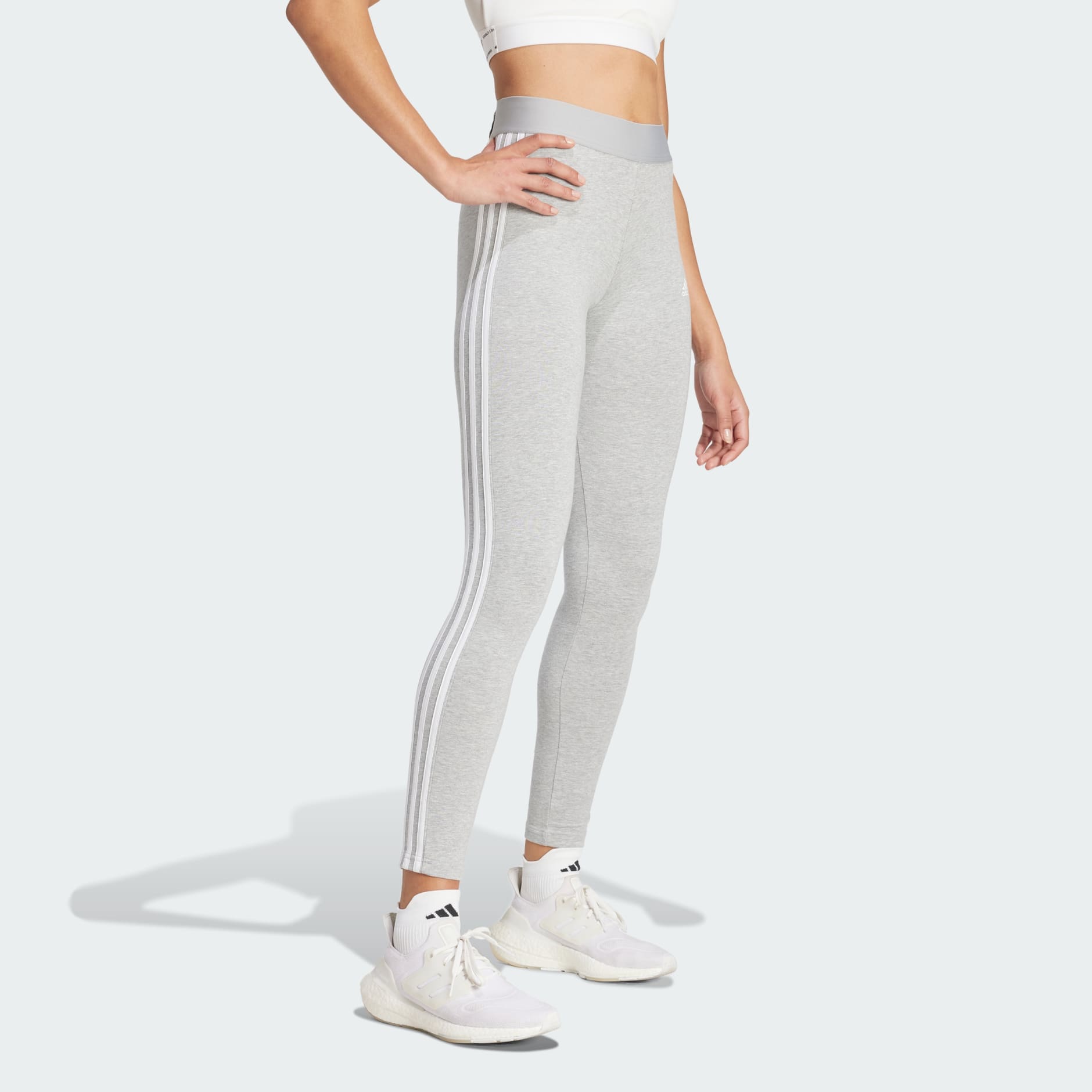 Women's Clothing - 3 Stripes Leggings - Grey