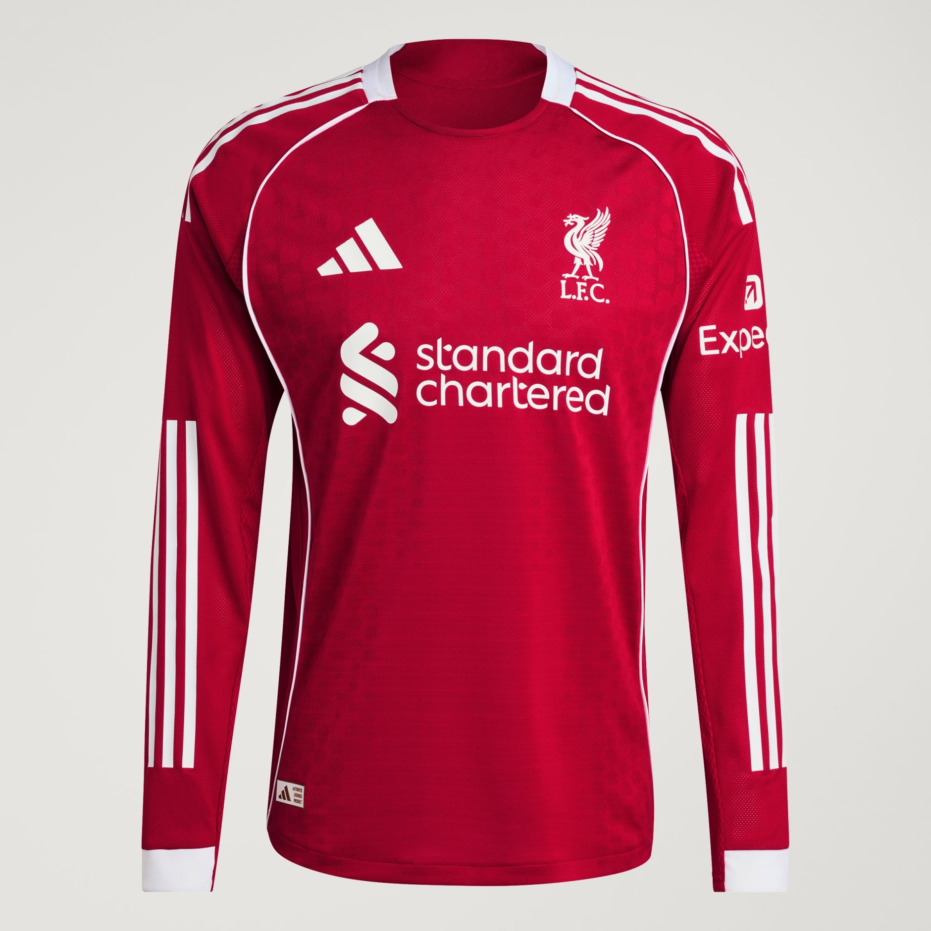 tricou autentic cu m&acirc;necă lungă Liverpool FC 25/26 pentru meciuri pe teren propriu