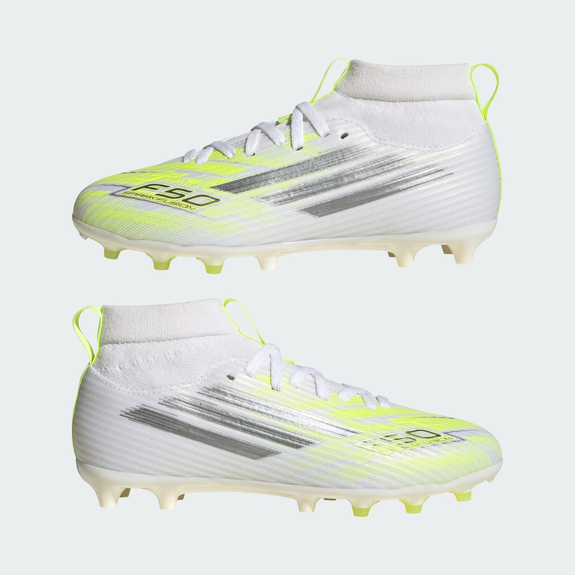 Ghete de fotbal pentru copii F50 SPARKFUSION LEAGUE, &icirc;nălțime medie, pentru teren ferm/artificial