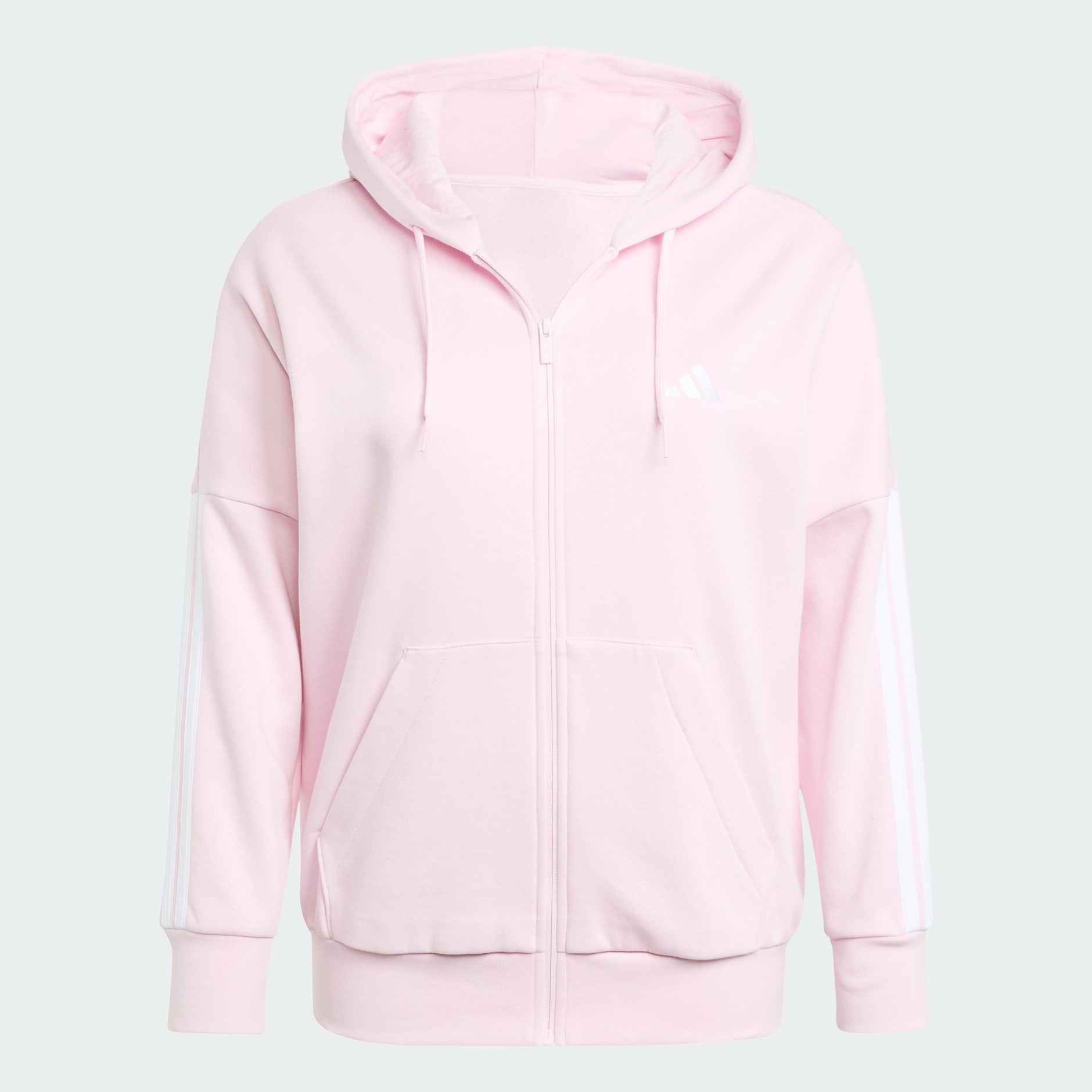 Majica s kapuljačom od flisa s tri pruge i patentnim zatvaračem cijelom duljinom (veće veličine) Essentials