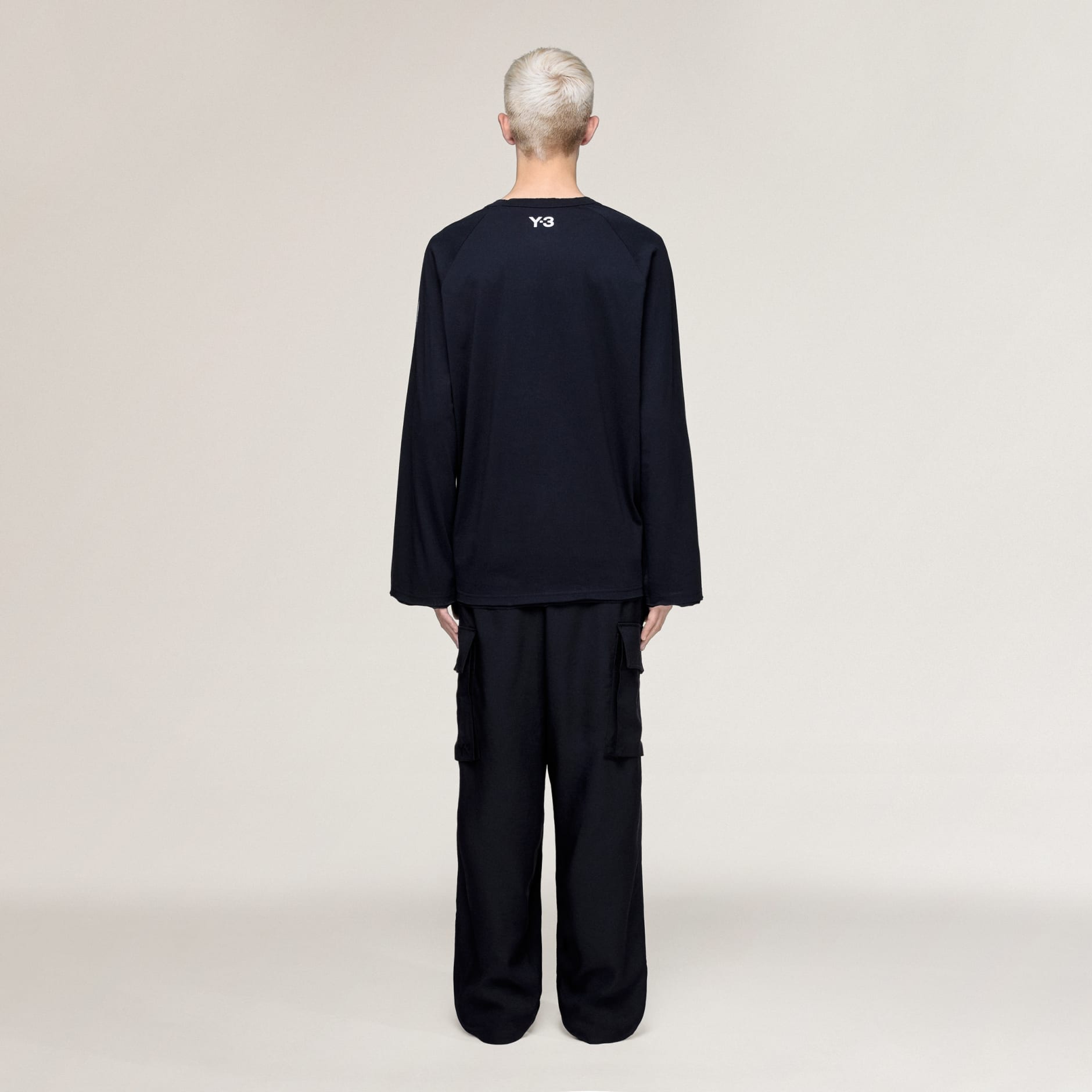 TRICOU CU M&Acirc;NECĂ LUNGĂ Y-3 RAW EDGE 3 STRIPES