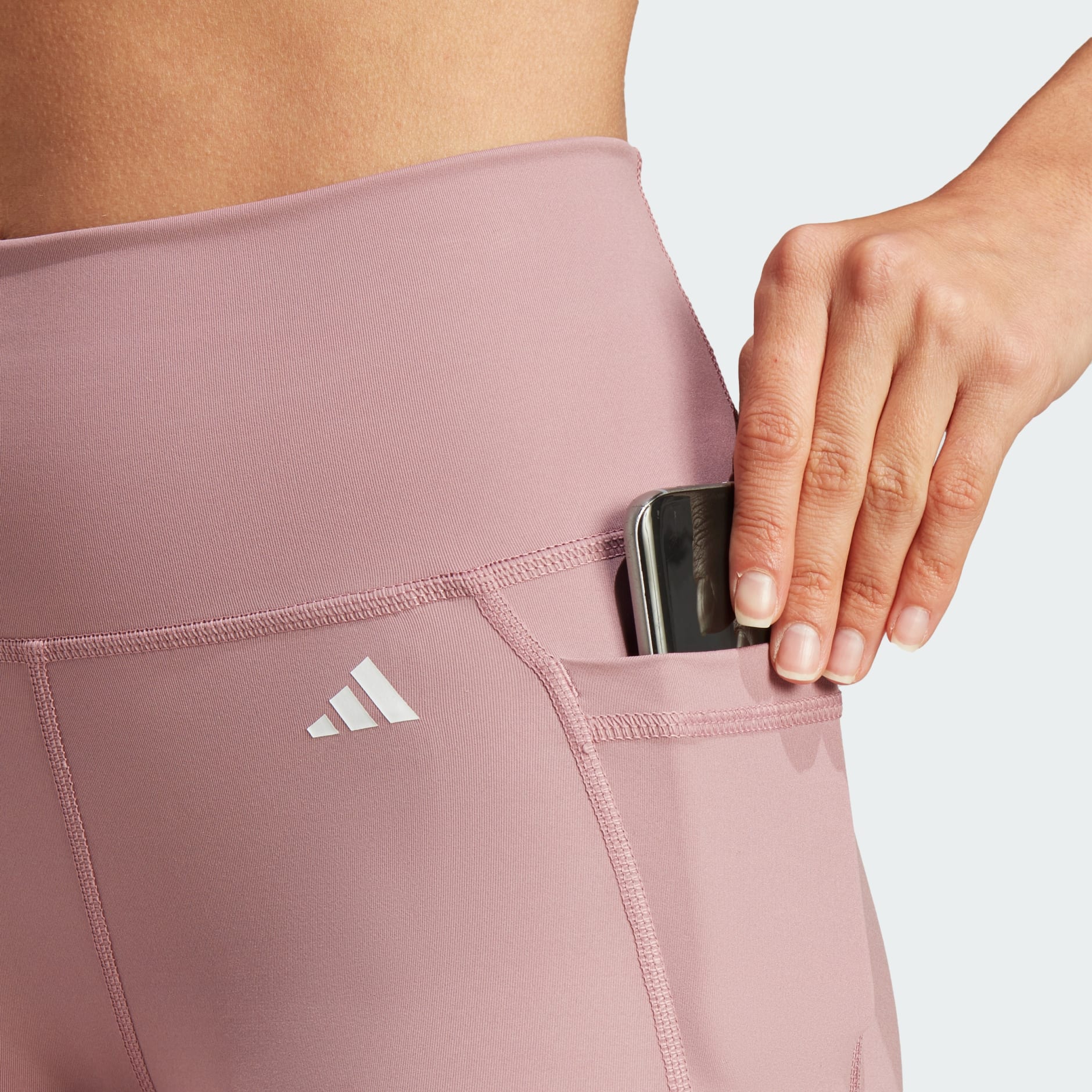 adidas Womens Optime Stash Pocket 7/8 Tights Pink XL