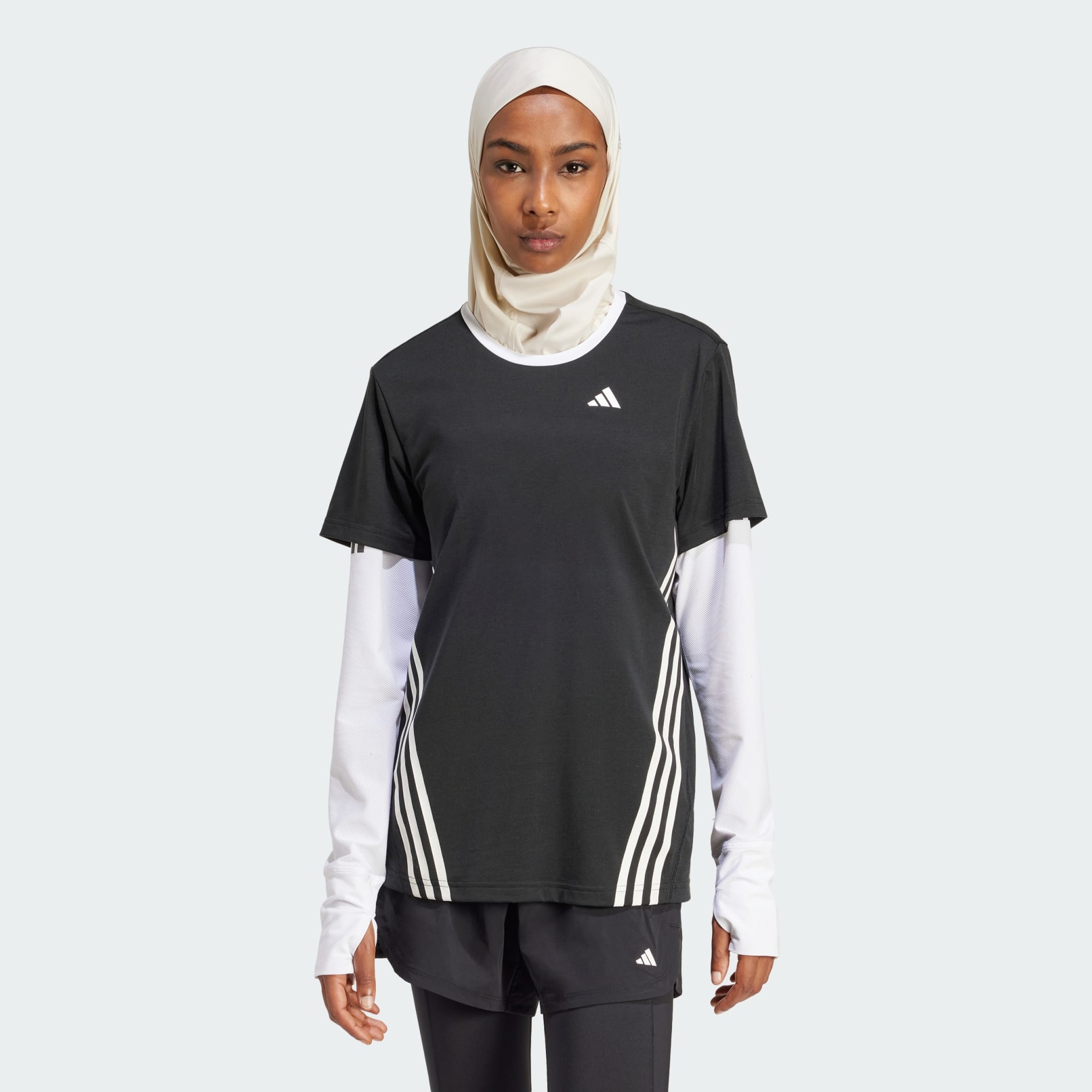 adidas Trainicons Wrapping 3-Stripes Tee - Black | adidas UAE