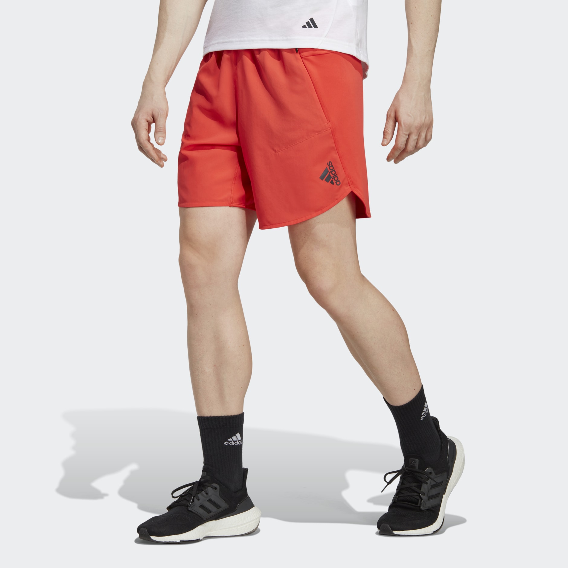 Red adidas running sales shorts