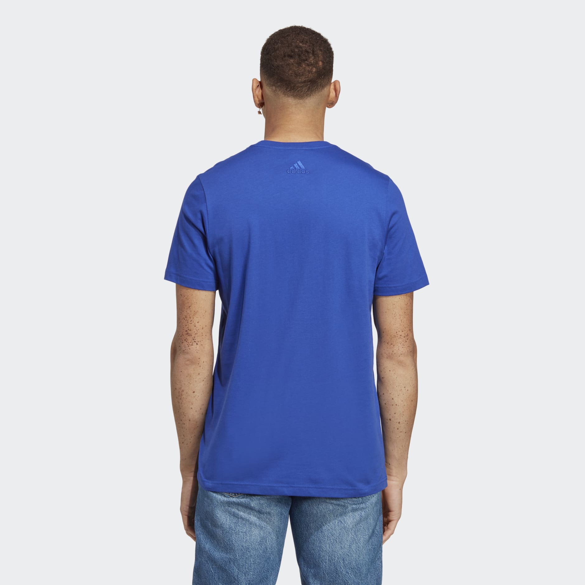 adidas Essentials Single Jersey Linear Embroidered Logo Tee - Blue | adidas  LK