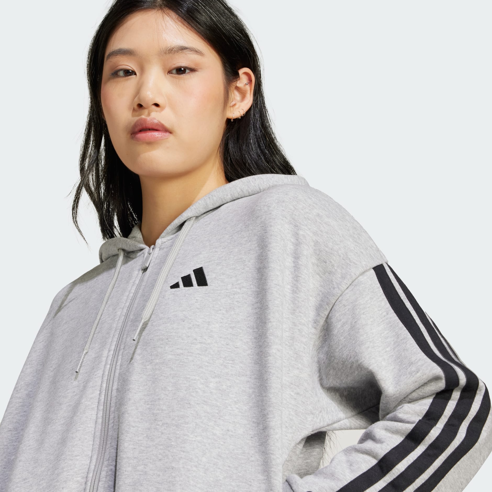 Essentials 3-Stripes French Terry Full-Zip Hoodie