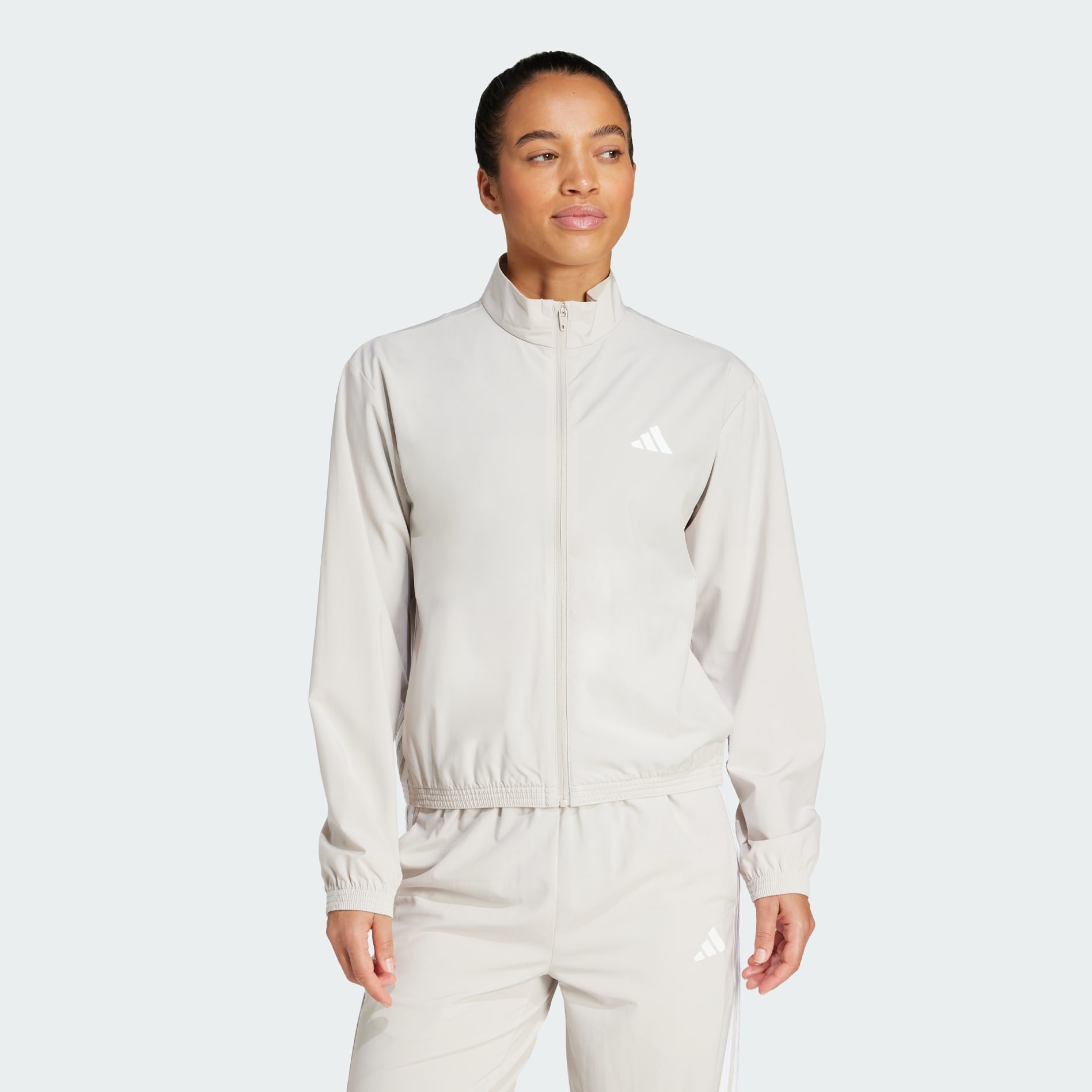 【Adidas】Train Essentials 3-Stripes Woven Warm-Up Jacket Train Essentials 3-Stripes Woven Warm-Up Jacket - Beige