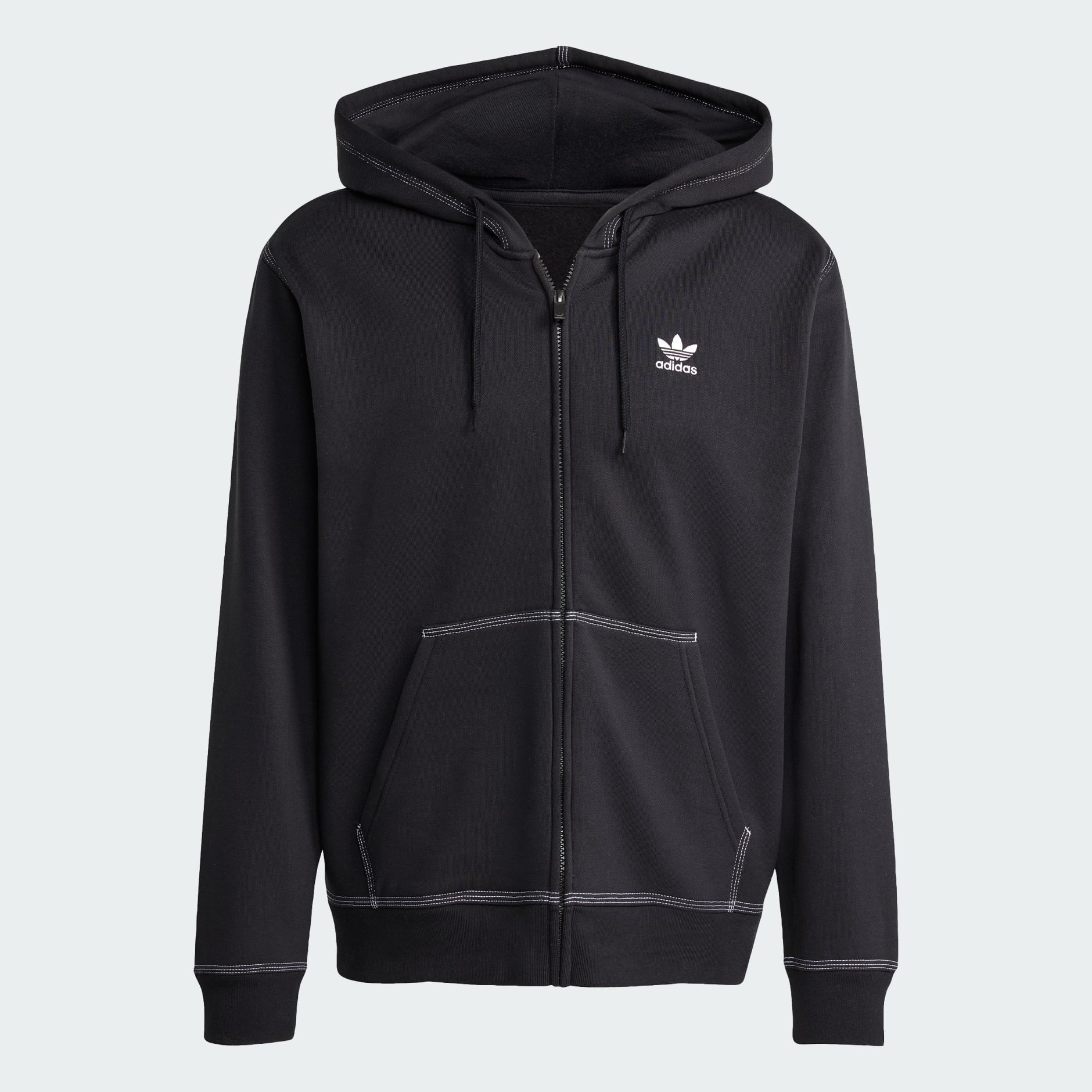 Clothing - Essentials Trefoil Full-Zip Hoodie - Black | adidas Oman